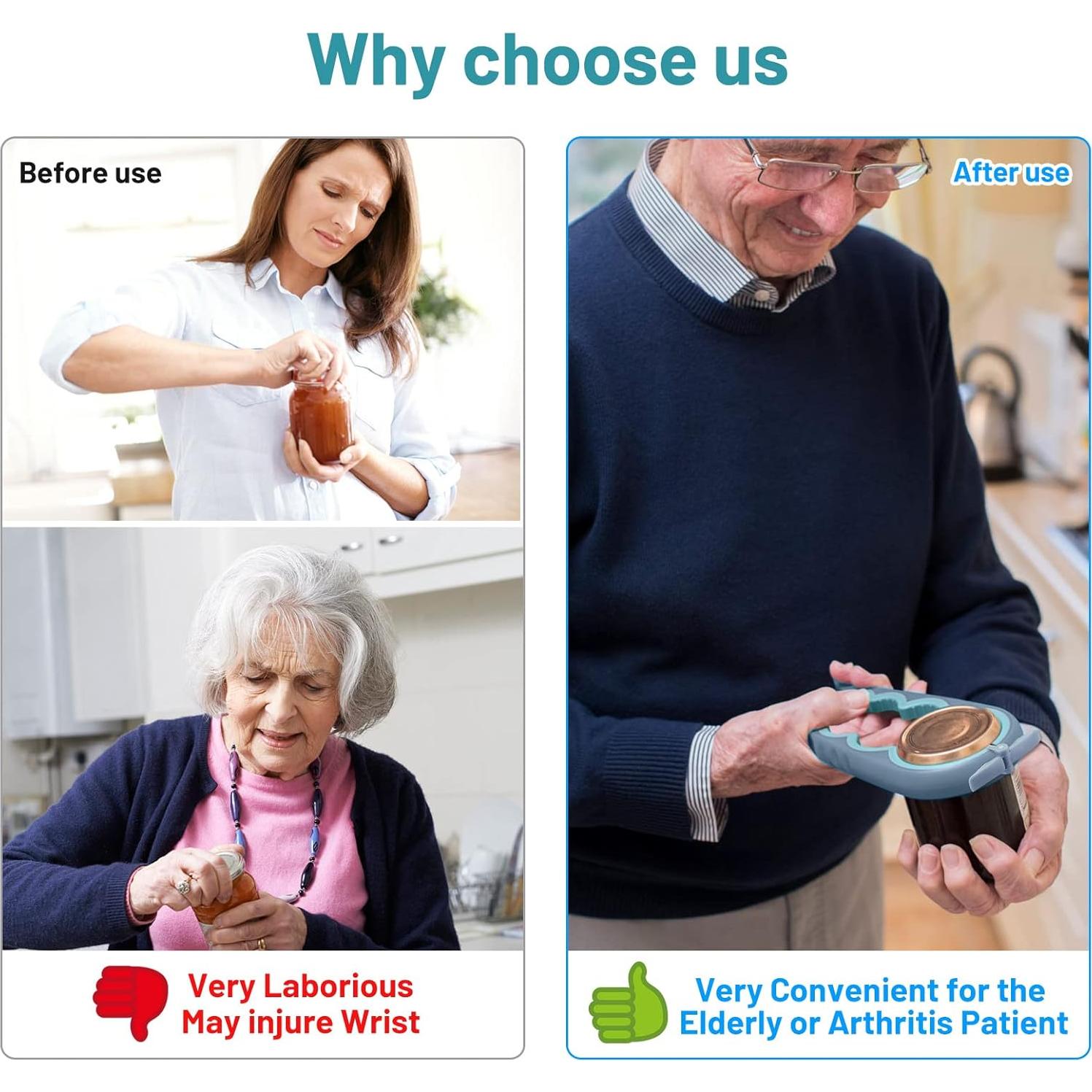 Abrebotellas 5 en 1 HenSan Azul Claro para Manos Débiles