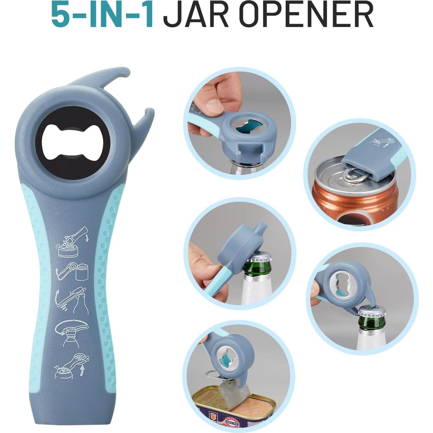 Abrebotellas 5 en 1 HenSan Azul Claro para Manos Débiles