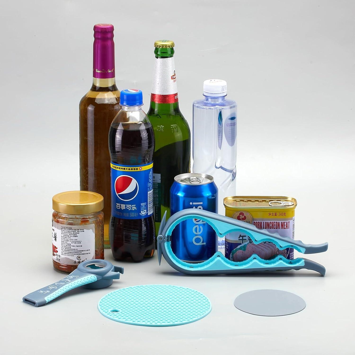 Abrebotellas 5 en 1 HenSan Azul Claro para Manos Débiles