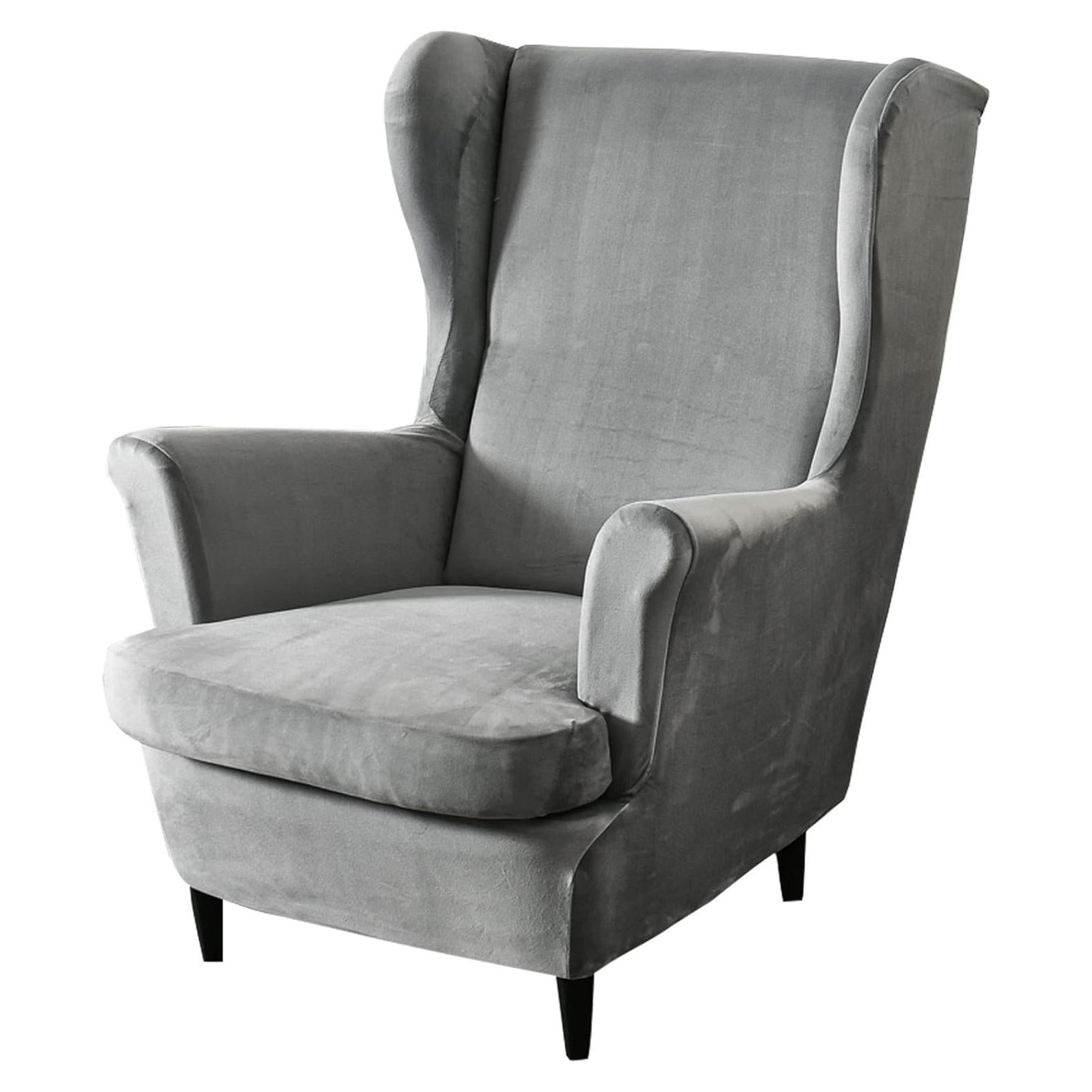 Funda de Sillón con Alas MIFXIN 2 Piezas Terciopelo Gris