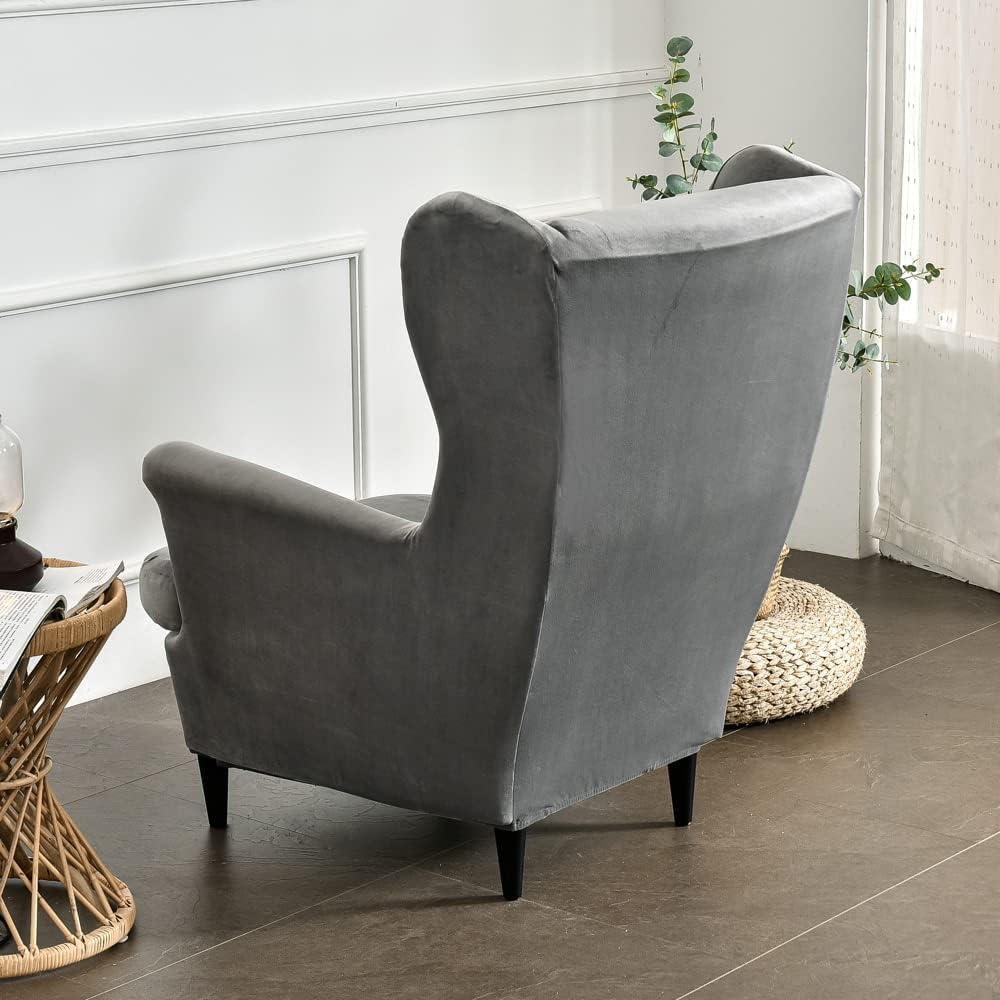 Funda de Sillón con Alas MIFXIN 2 Piezas Terciopelo Gris