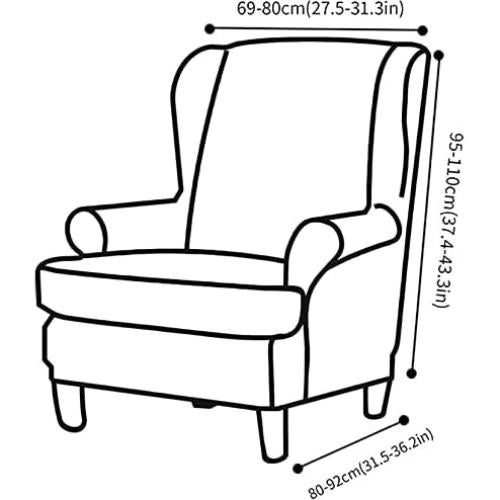 Funda de Sillón con Alas MIFXIN 2 Piezas Terciopelo Gris