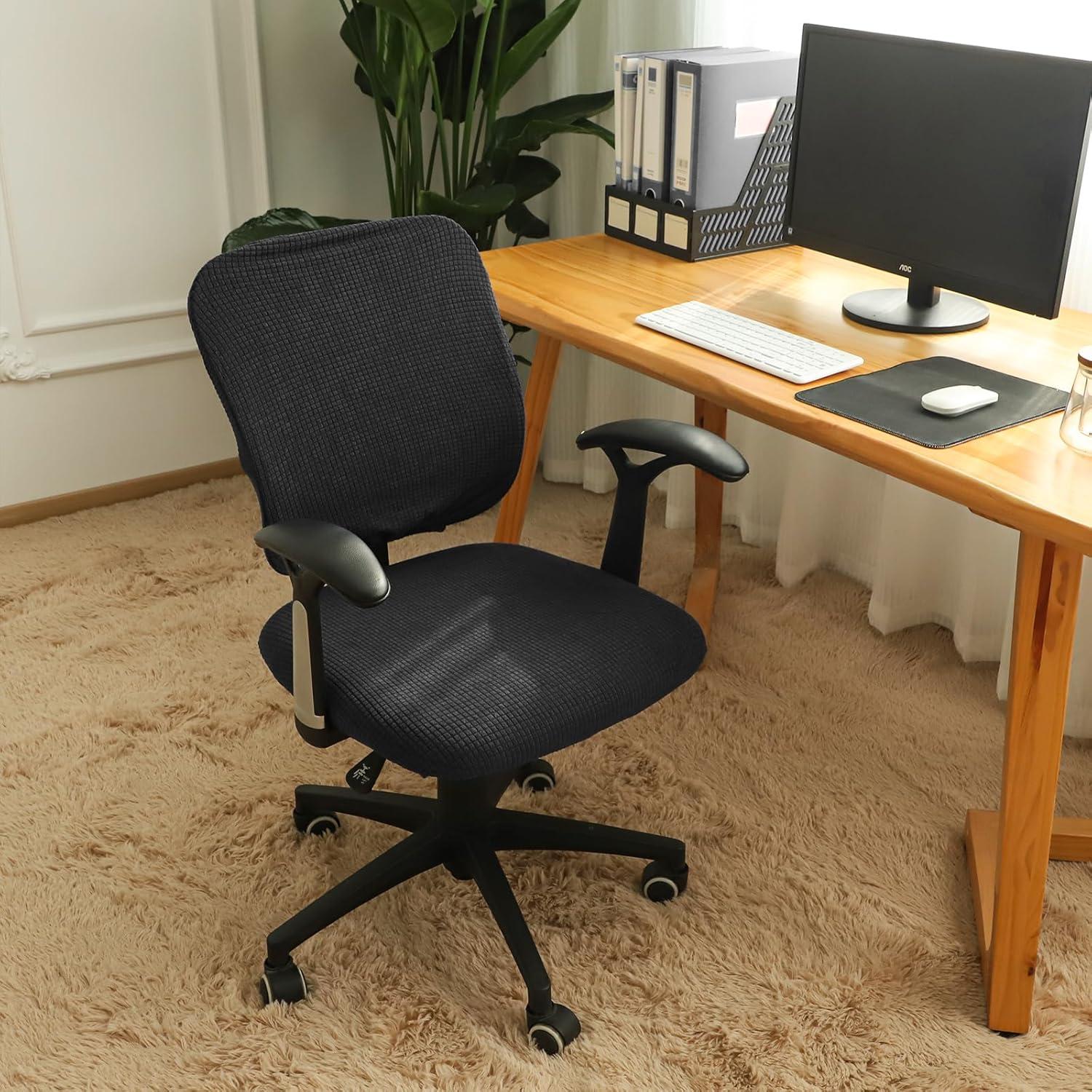 Funda de Silla de Oficina FORCHEER Negra Estirable 2 Piezas