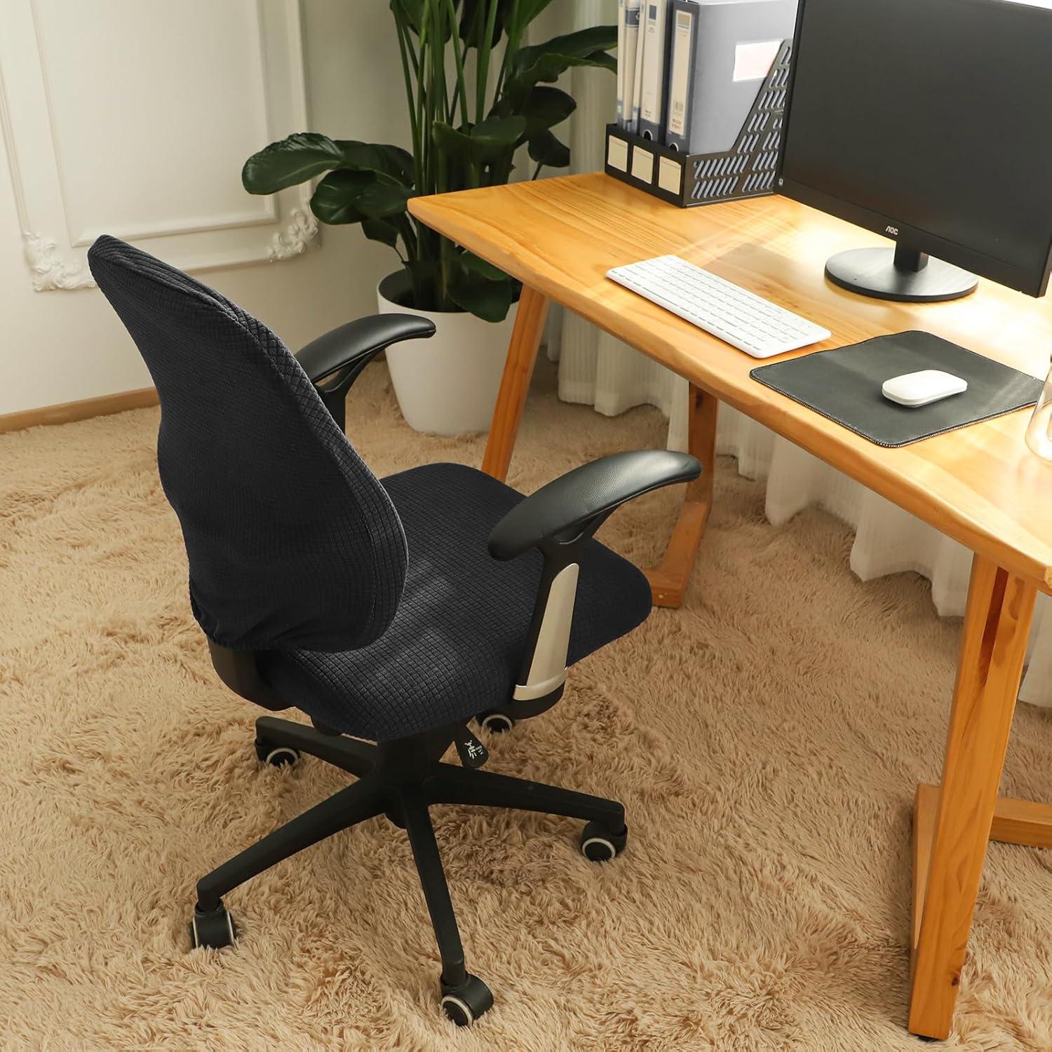 Funda de Silla de Oficina FORCHEER Negra Estirable 2 Piezas