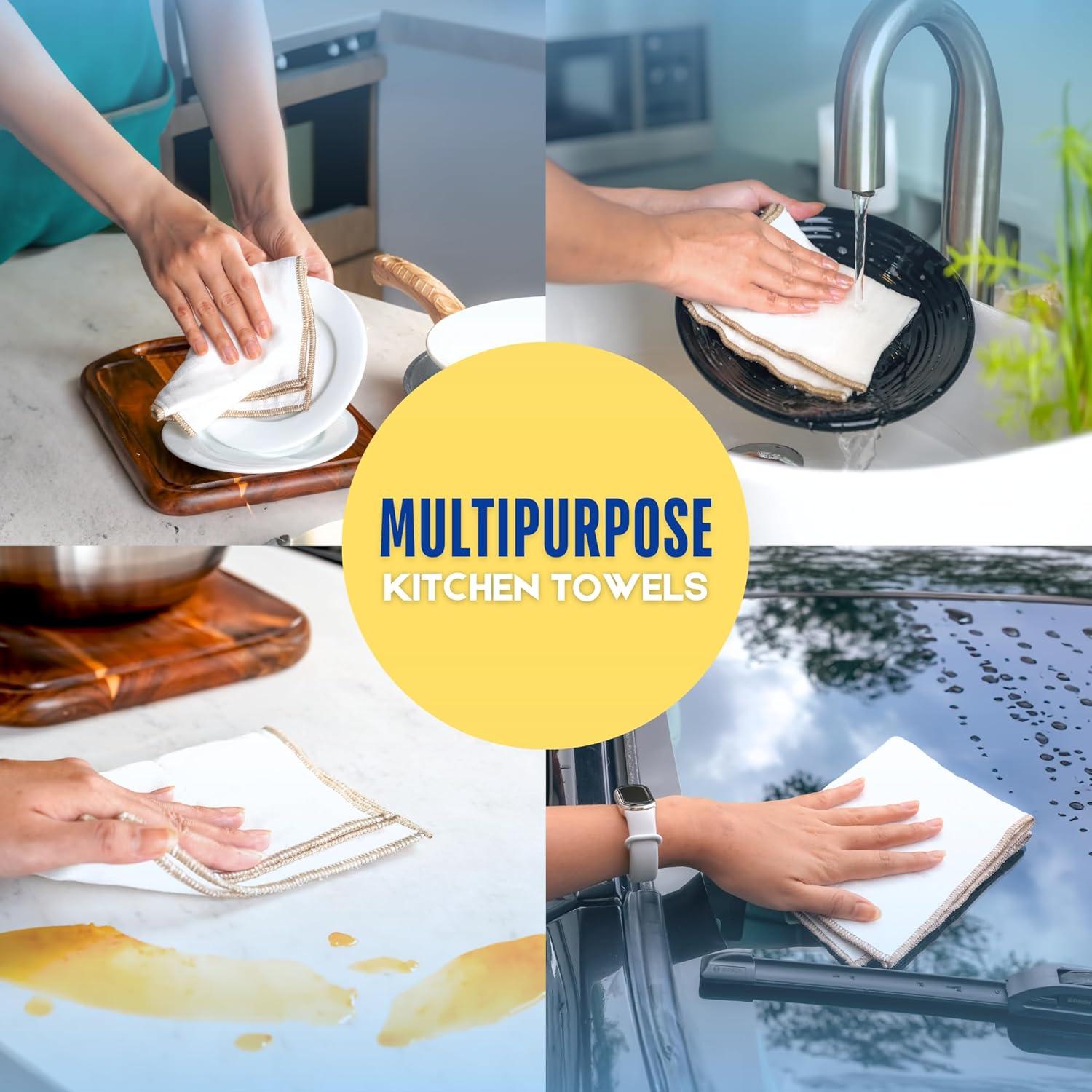 Paños de Cocina Mother-Earth, Algodón Ultra Absorbente, 6 Unidades