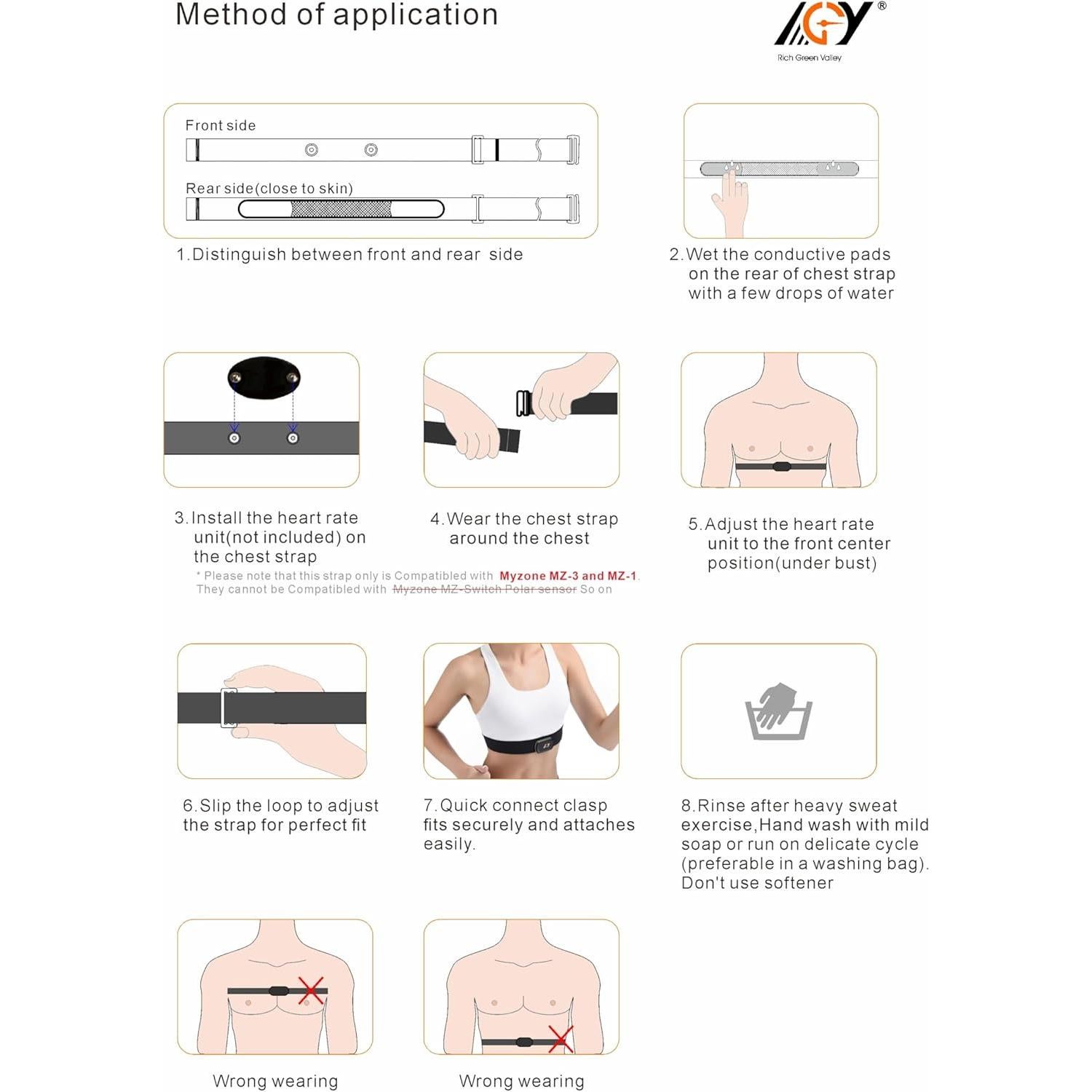 Correa de Pecho Myzone MZ-3 Ajustable Rojo 50-65 cm