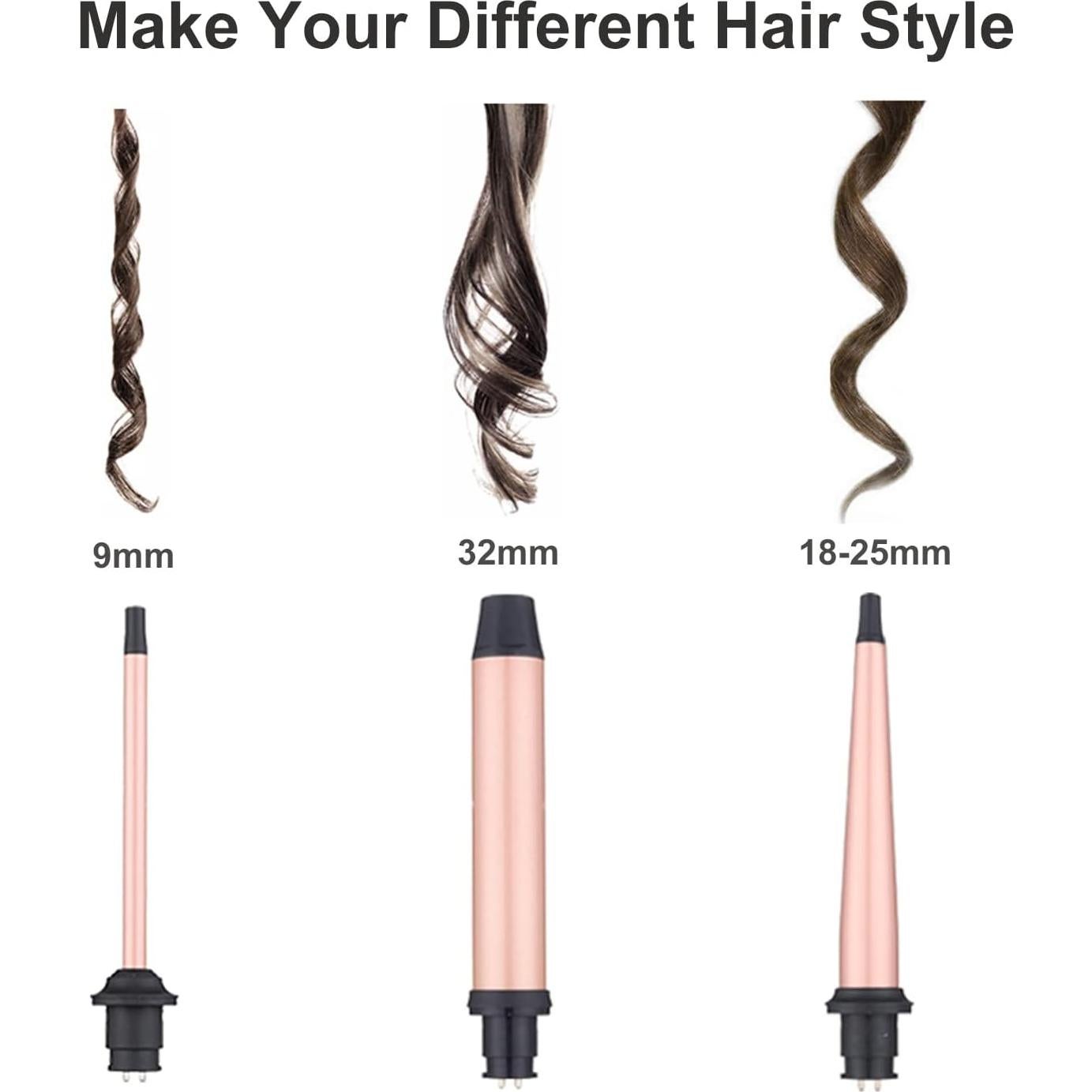 Juego de Varitas de Rizado JAETON 3 en 1 Cerámica 0.89-3.18 cm