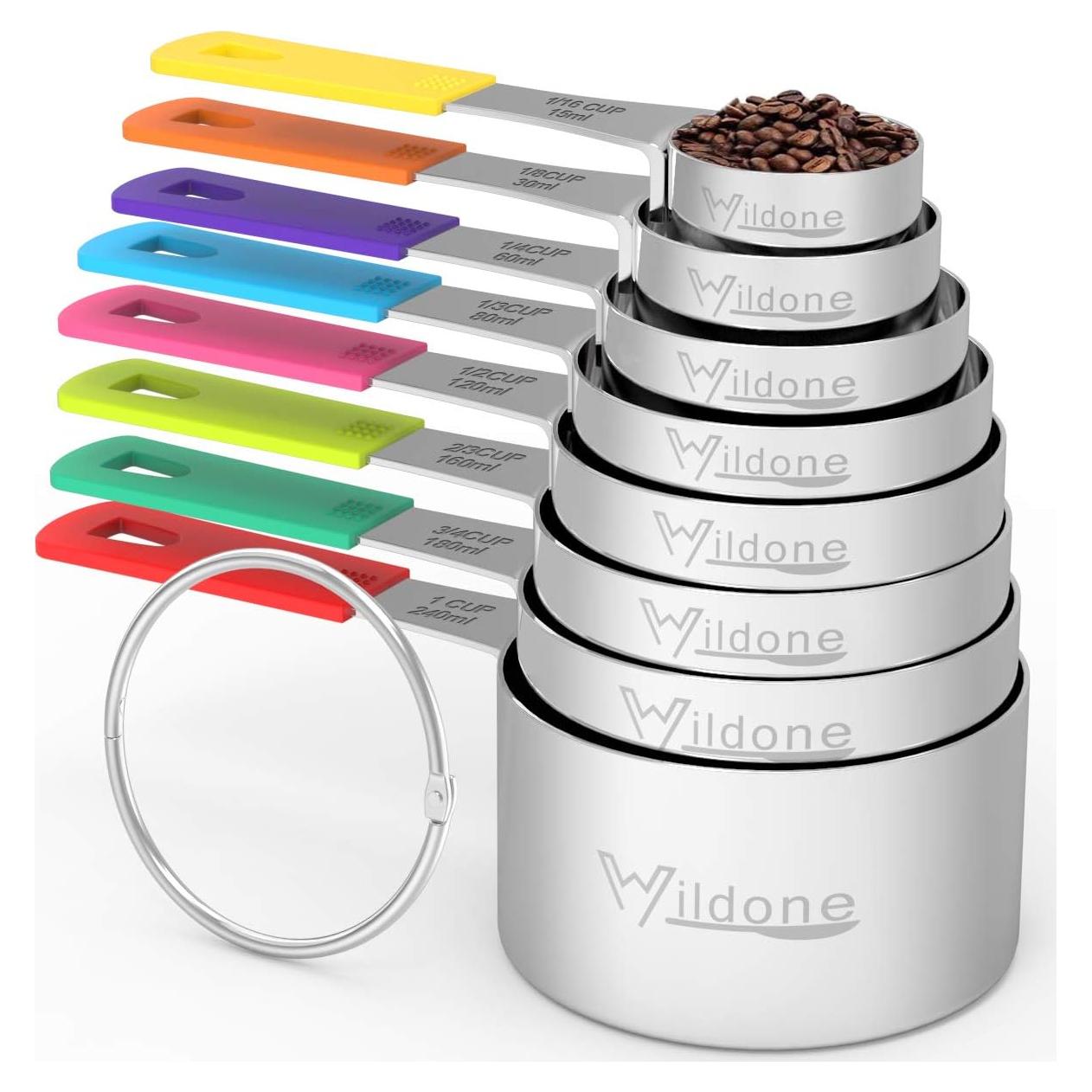 Conjunto de 8 Tazas Medidoras Wildone Acero Inoxidable Multicolor