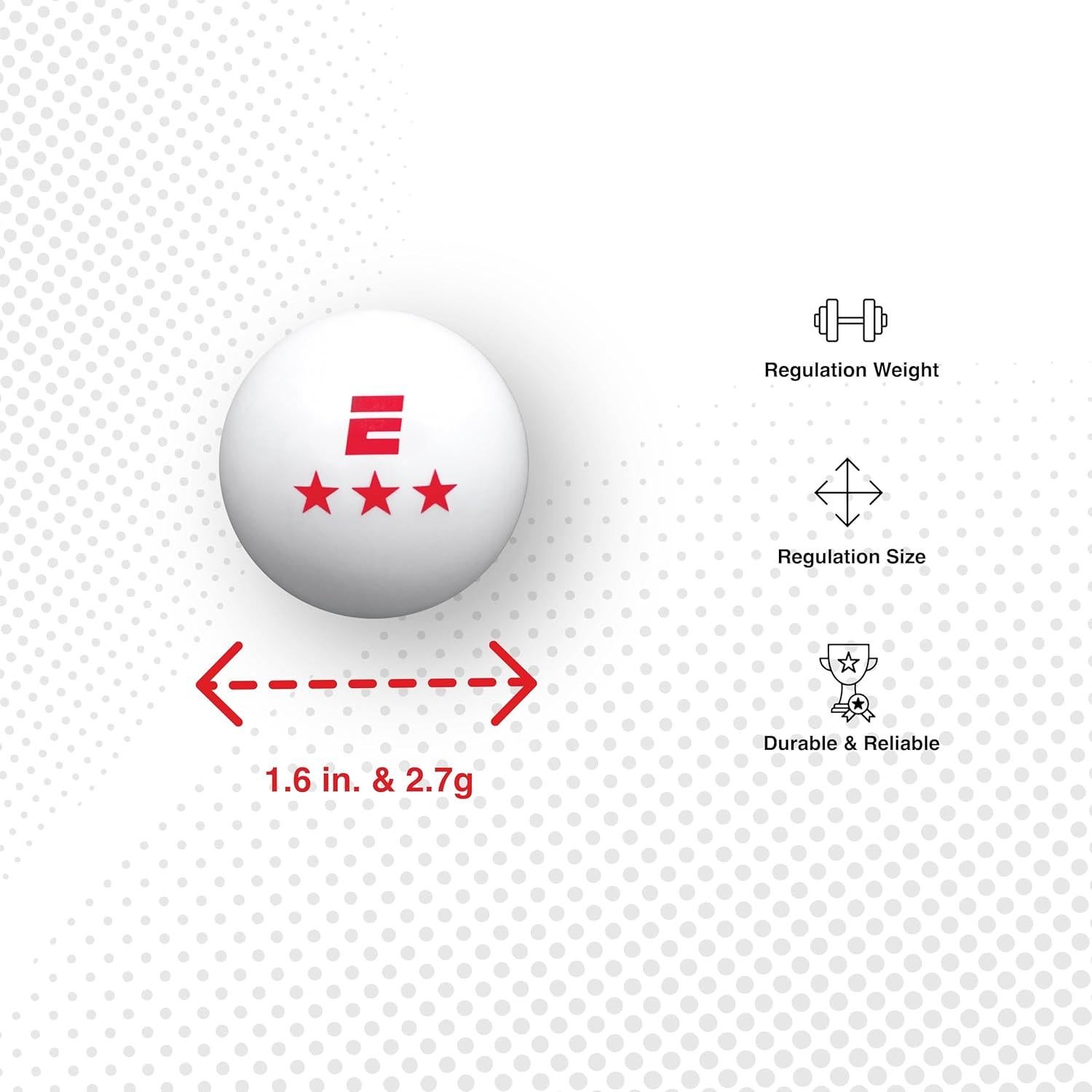 Set de 6 Pelotas de Ping Pong ESPN 3 Estrellas - Tamaño Reglamentario