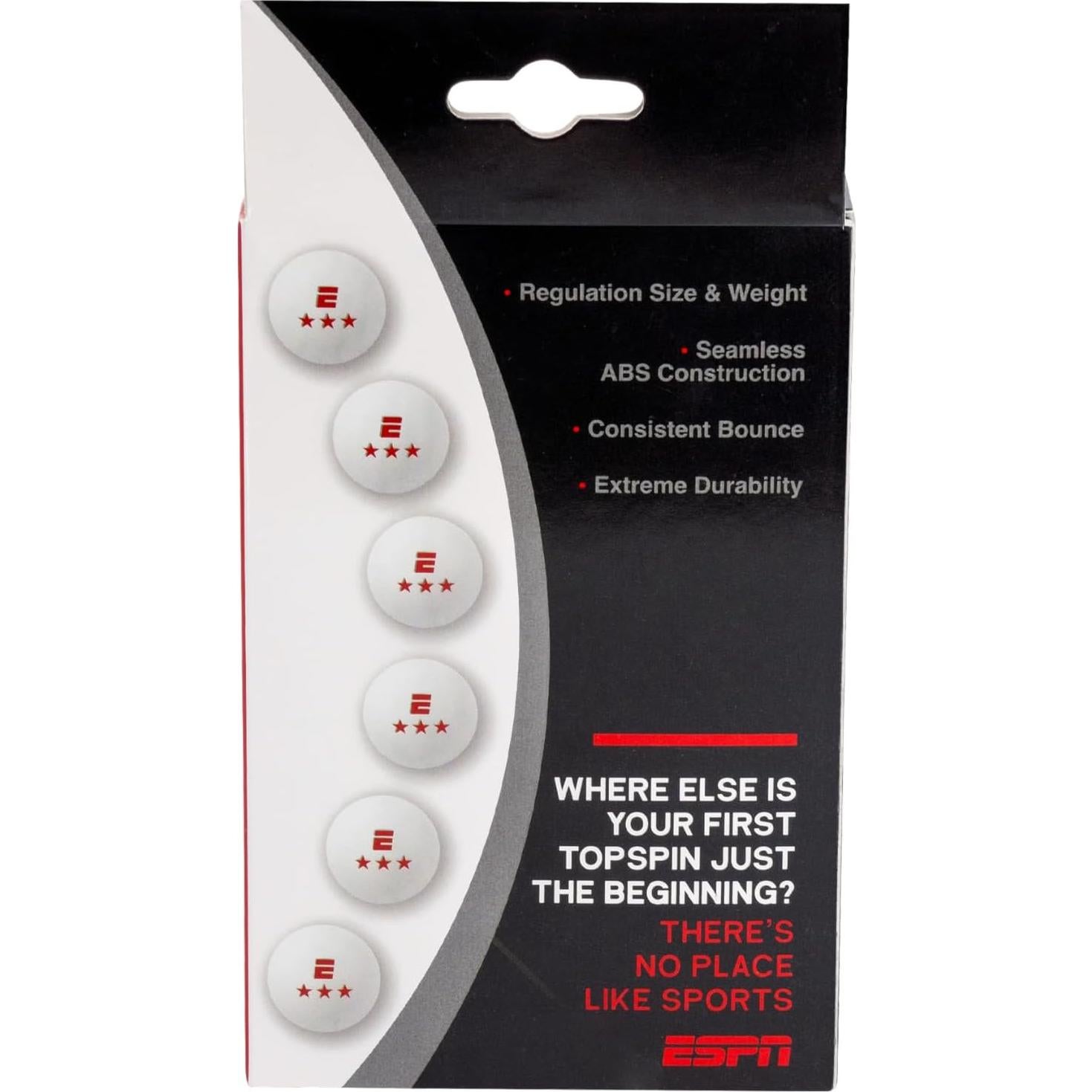Set de 6 Pelotas de Ping Pong ESPN 3 Estrellas - Tamaño Reglamentario