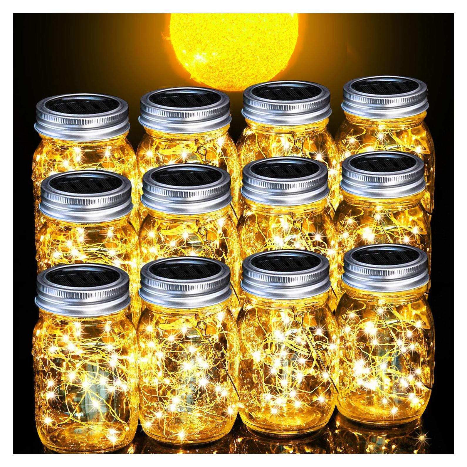 Cooo 12 Linternas Solares de Cristal 30 LED para Exterior