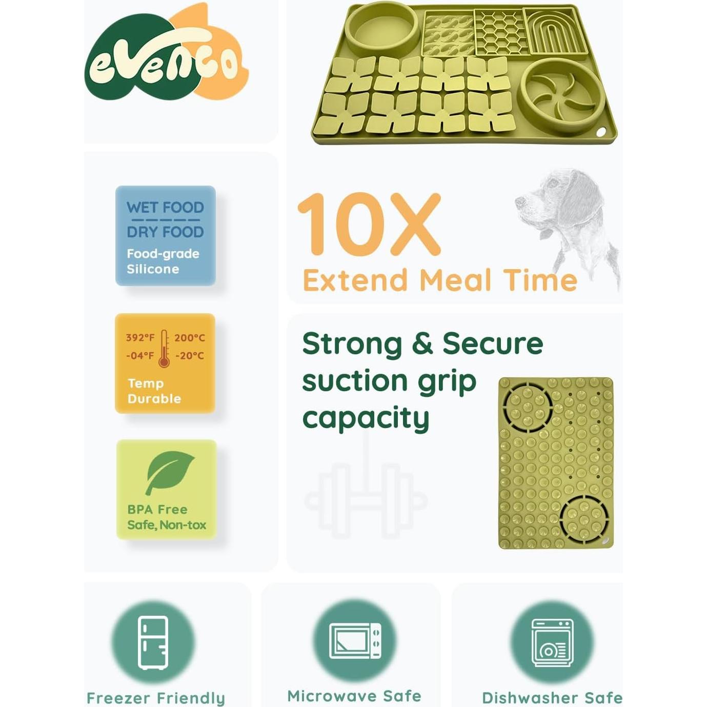 Alfombrilla de Lamer 4 en 1 Evenco para Perro y Gato Verde