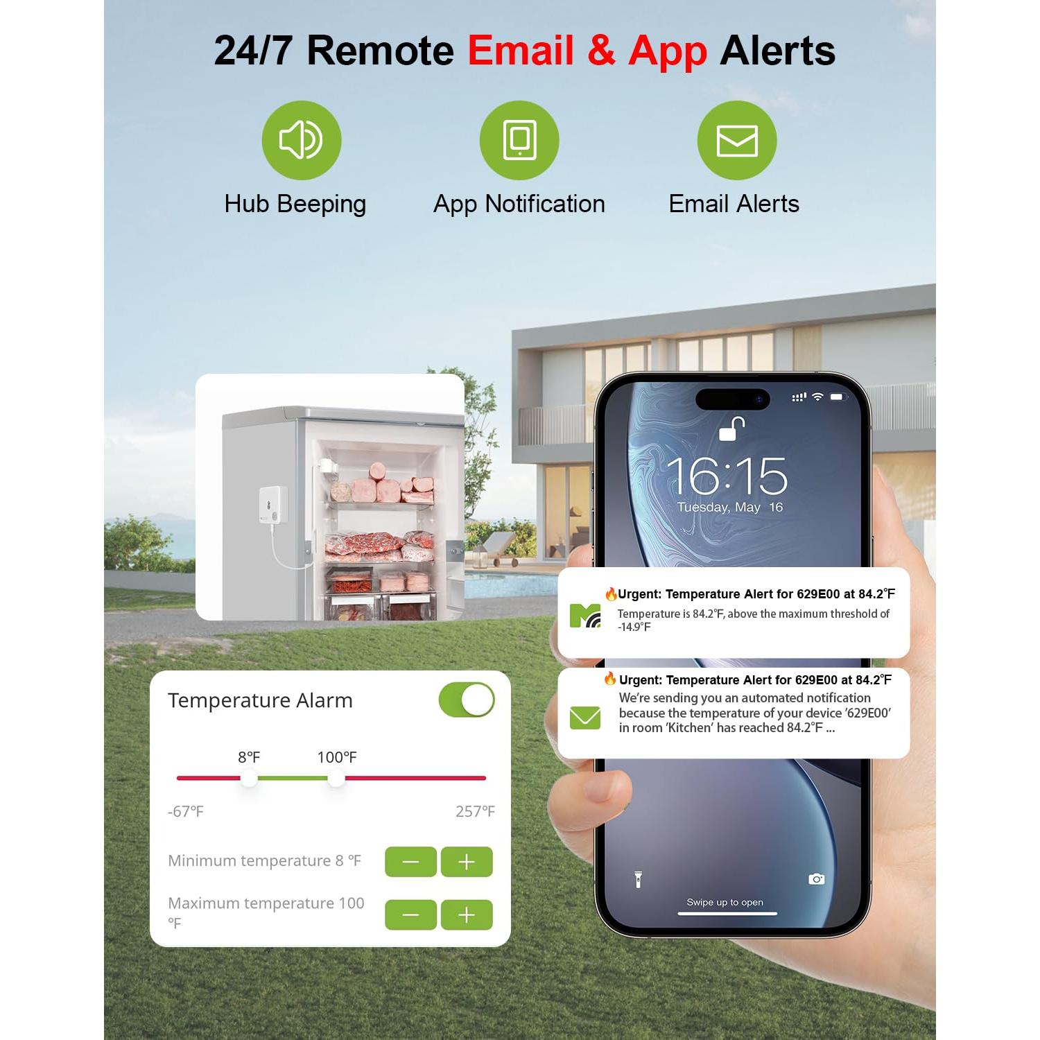 Termómetro Congelador WiFi MOCREO con Hub LCD y 2 Sensores