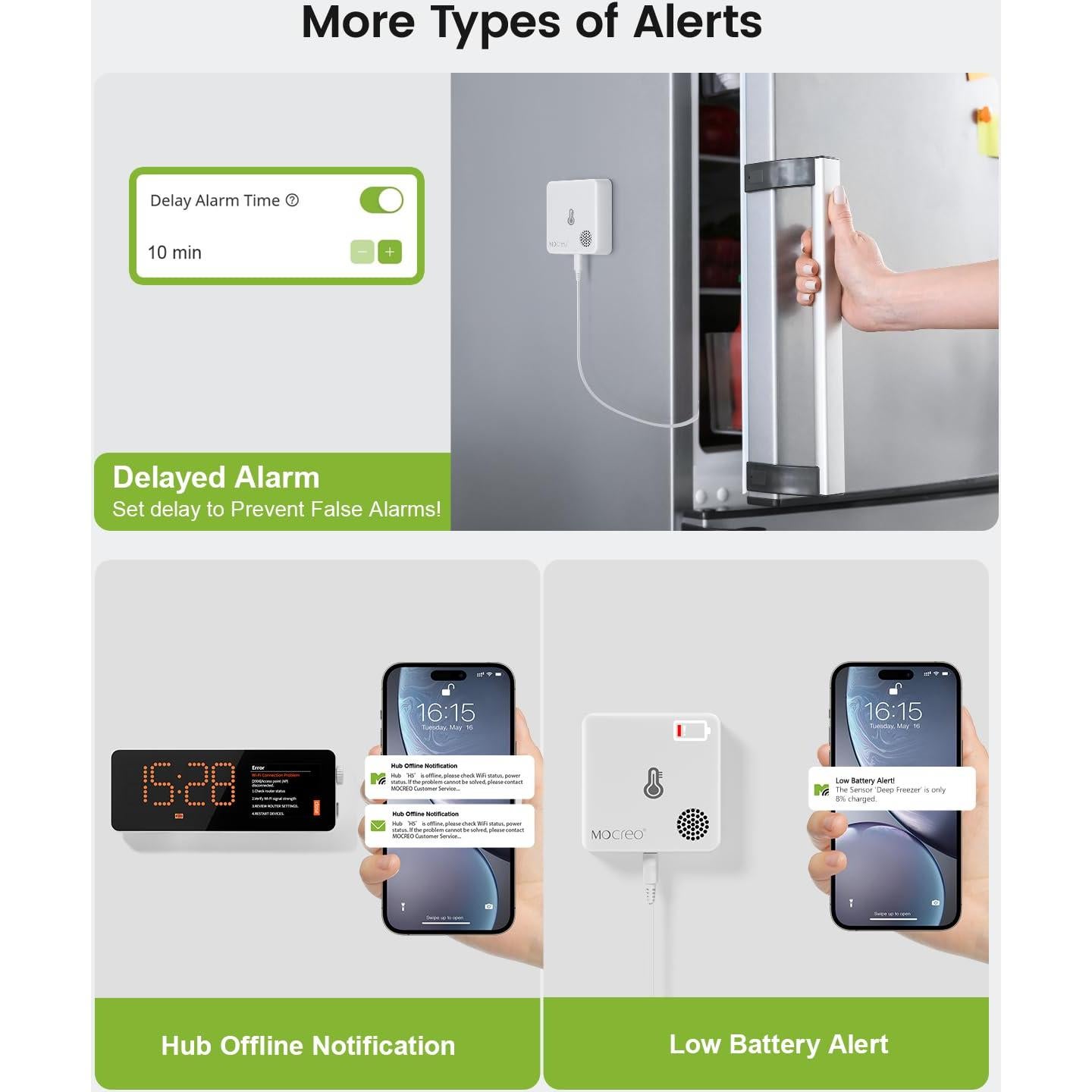 Termómetro Congelador WiFi MOCREO con Hub LCD y 2 Sensores