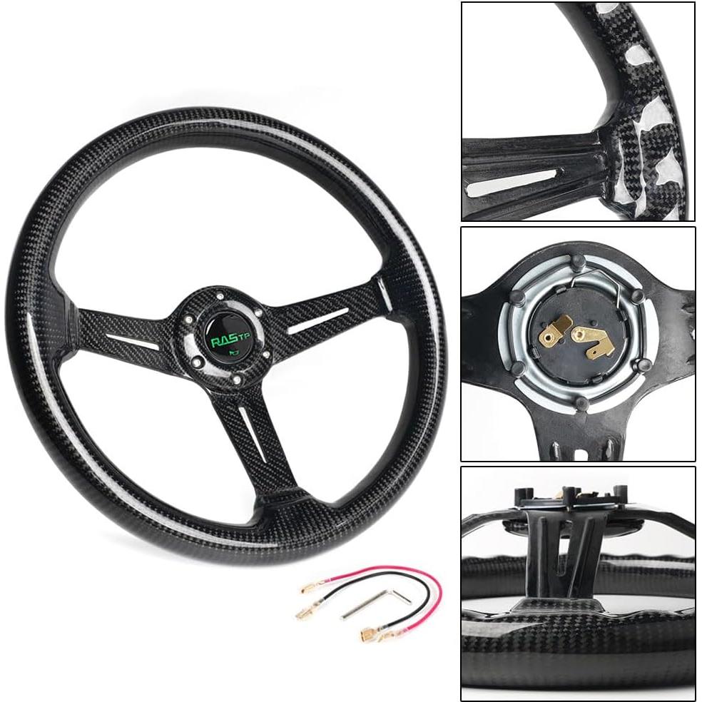 Volante de Carreras RASTP de Fibra de Carbono 345mm Universal