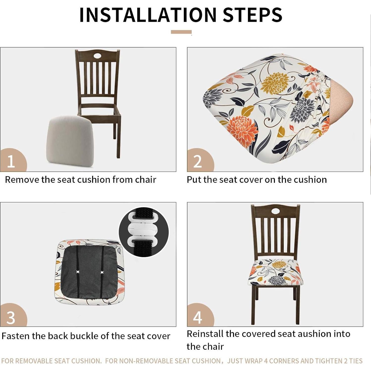 Fundas de Silla Gute, Set de 4, Ajustables y Lavables