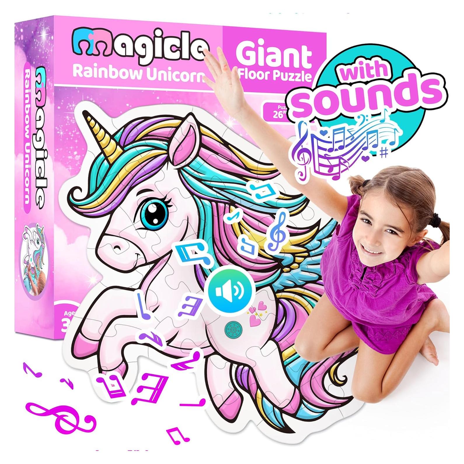 Rompecabezas de Piso Unicornio Arcoíris 35 Piezas con Sonido