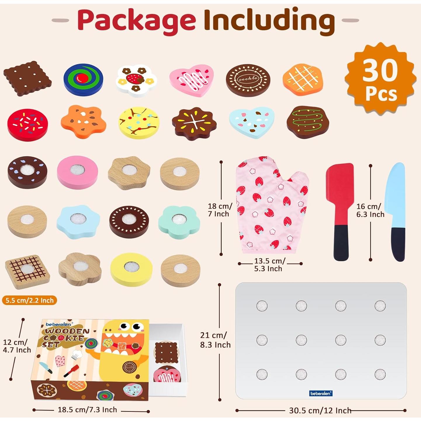 Juego de Comida de Galletas de Madera Beberolen 12 Piezas