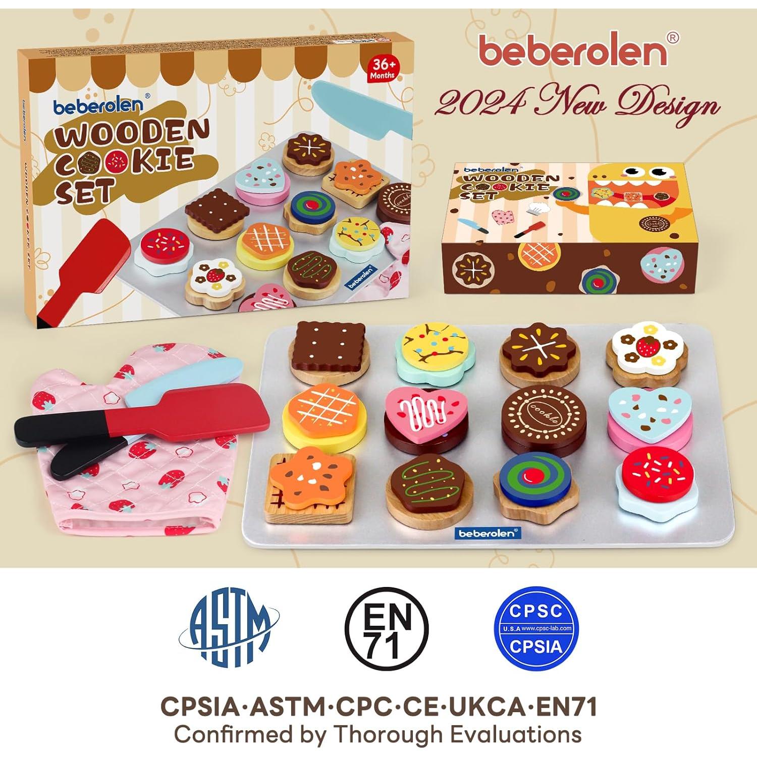 Juego de Comida de Galletas de Madera Beberolen 12 Piezas