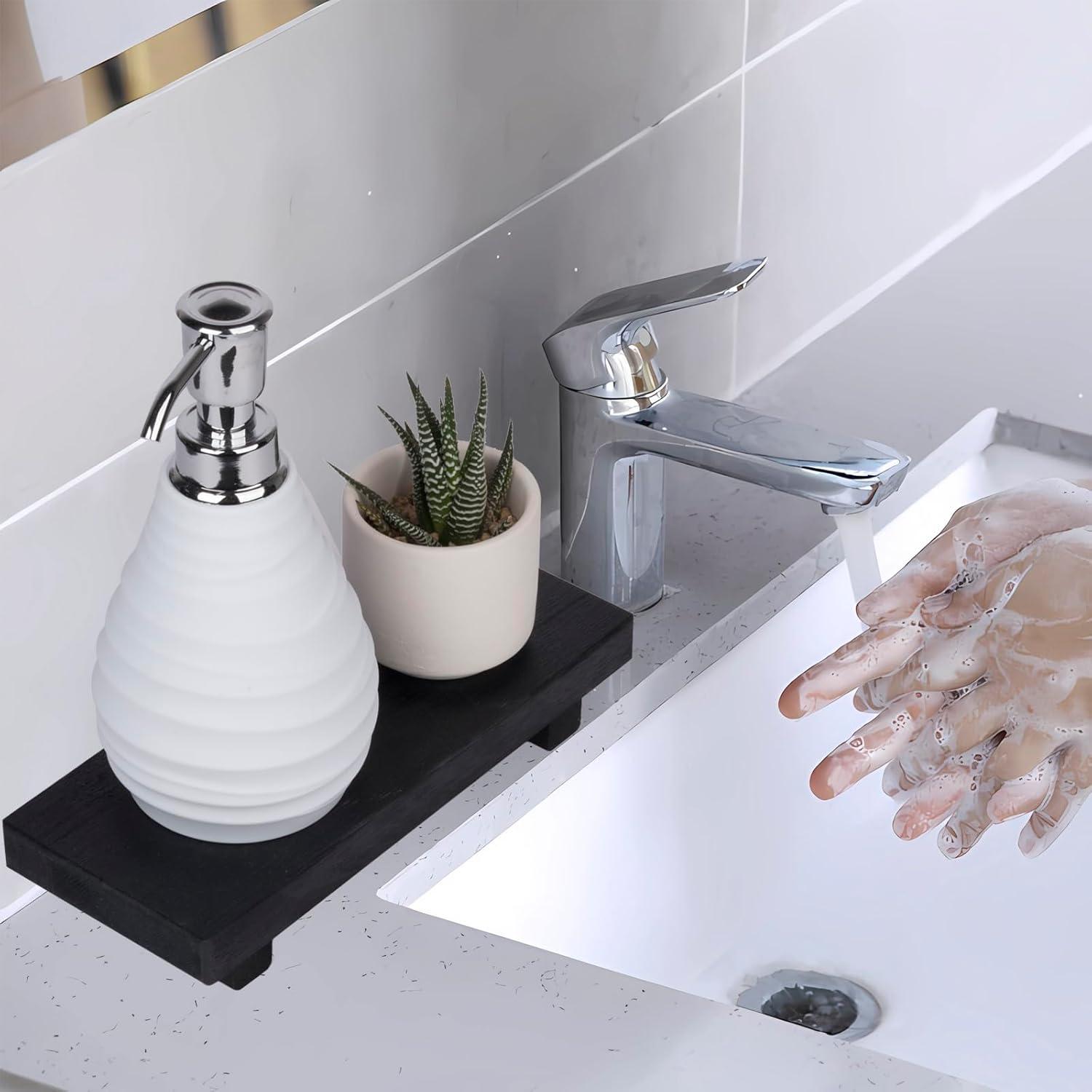 Bandeja de Madera Pedestal Decorativa Zoocatia 22x9cm Negra