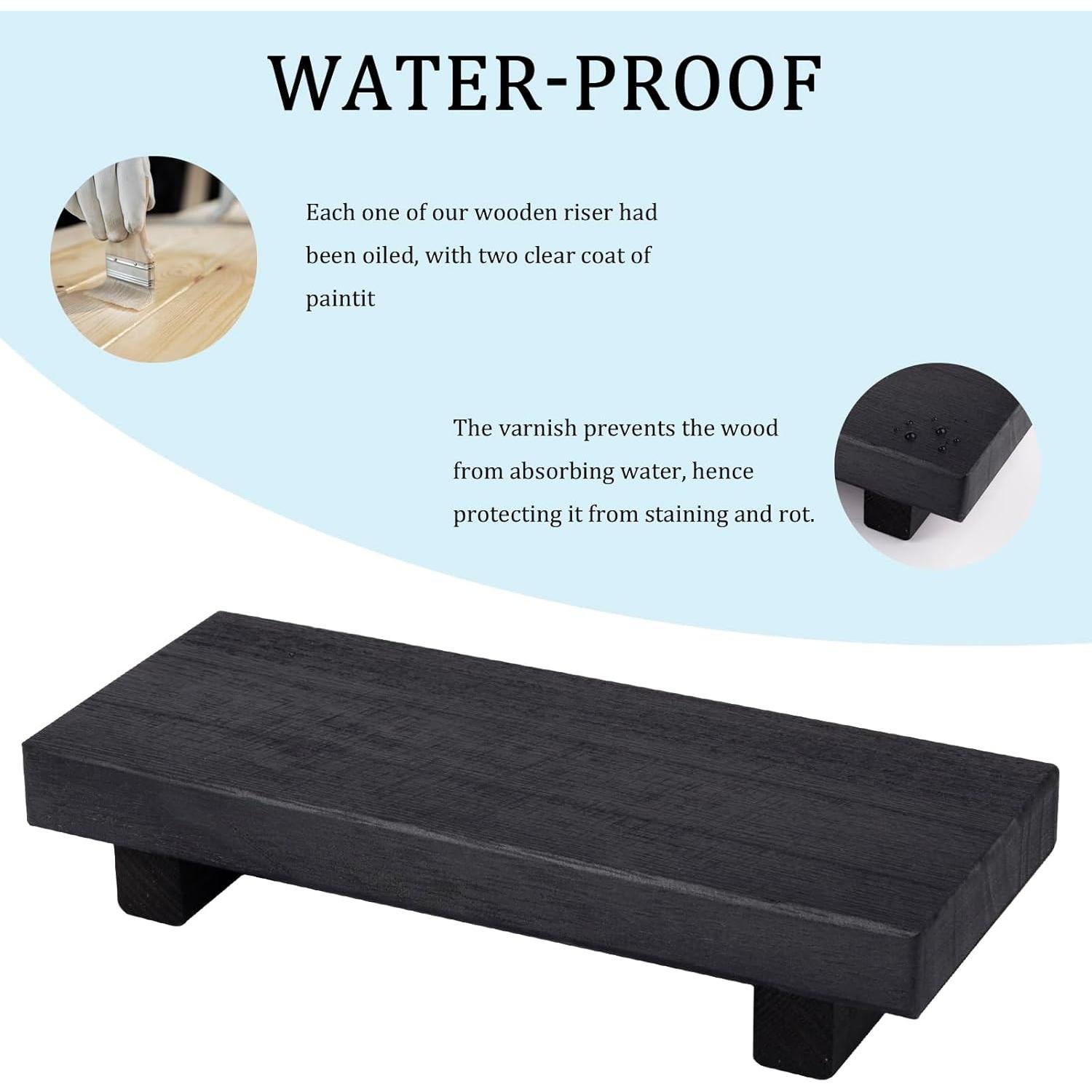 Bandeja de Madera Pedestal Decorativa Zoocatia 22x9cm Negra