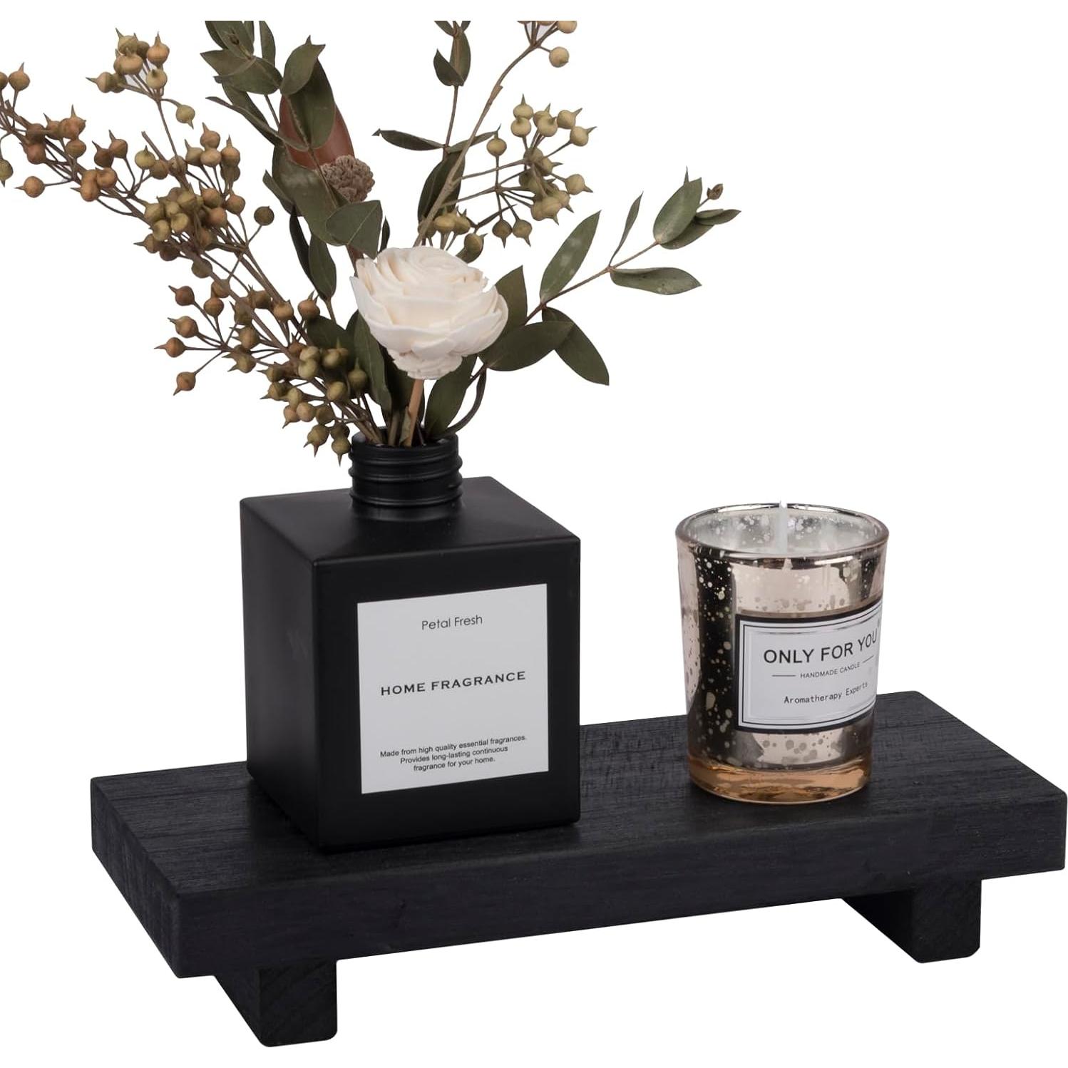 Bandeja de Madera Pedestal Decorativa Zoocatia 22x9cm Negra