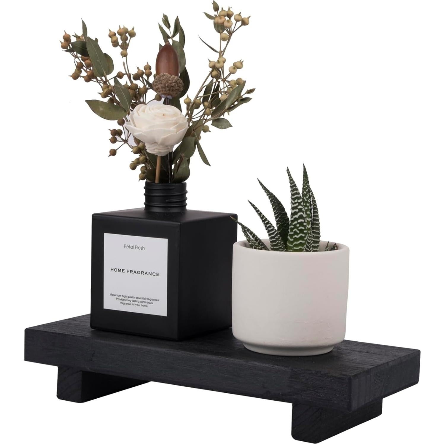 Bandeja de Madera Pedestal Decorativa Zoocatia 22x9cm Negra
