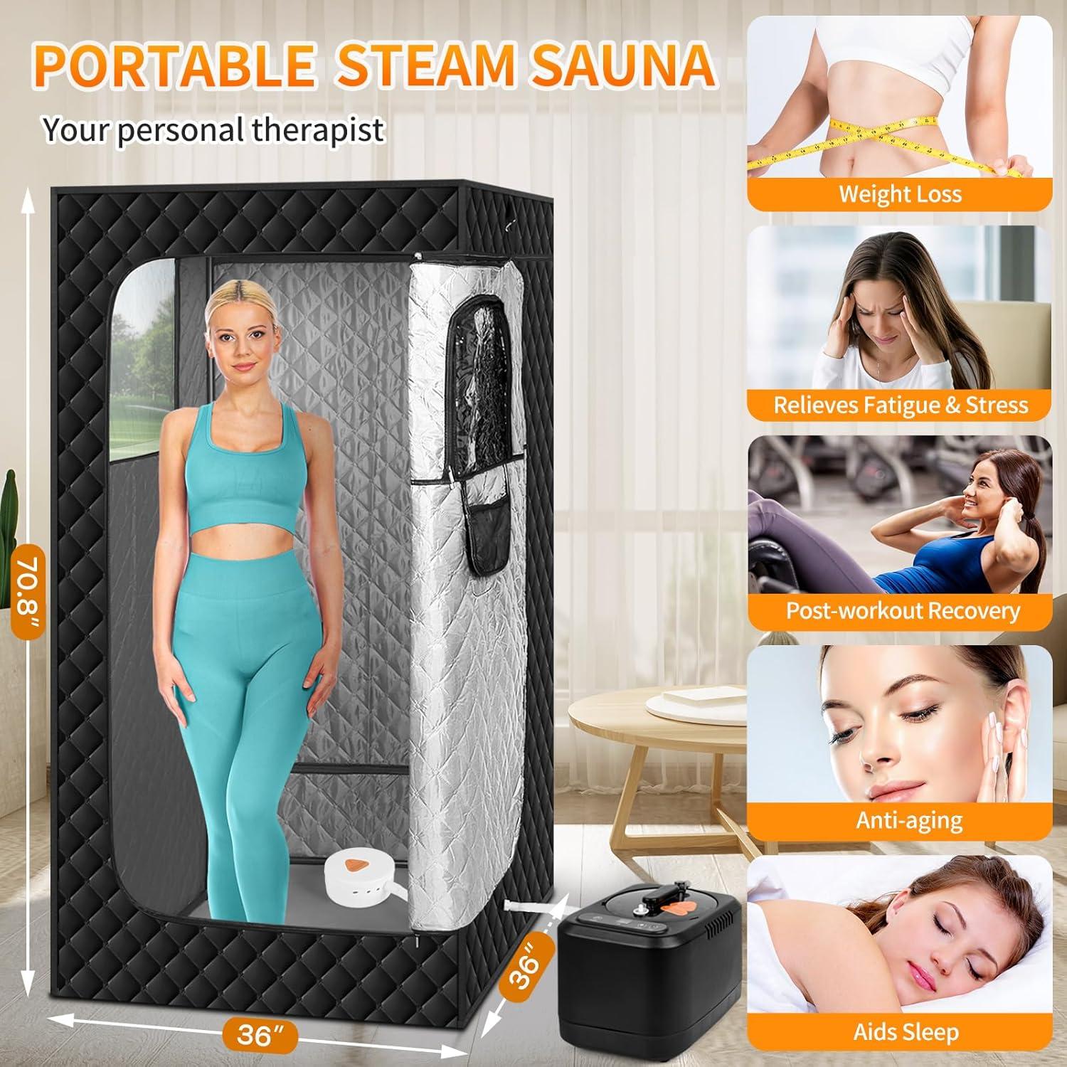 Caja de Sauna Portátil Aquatrend 1200W con Control Remoto