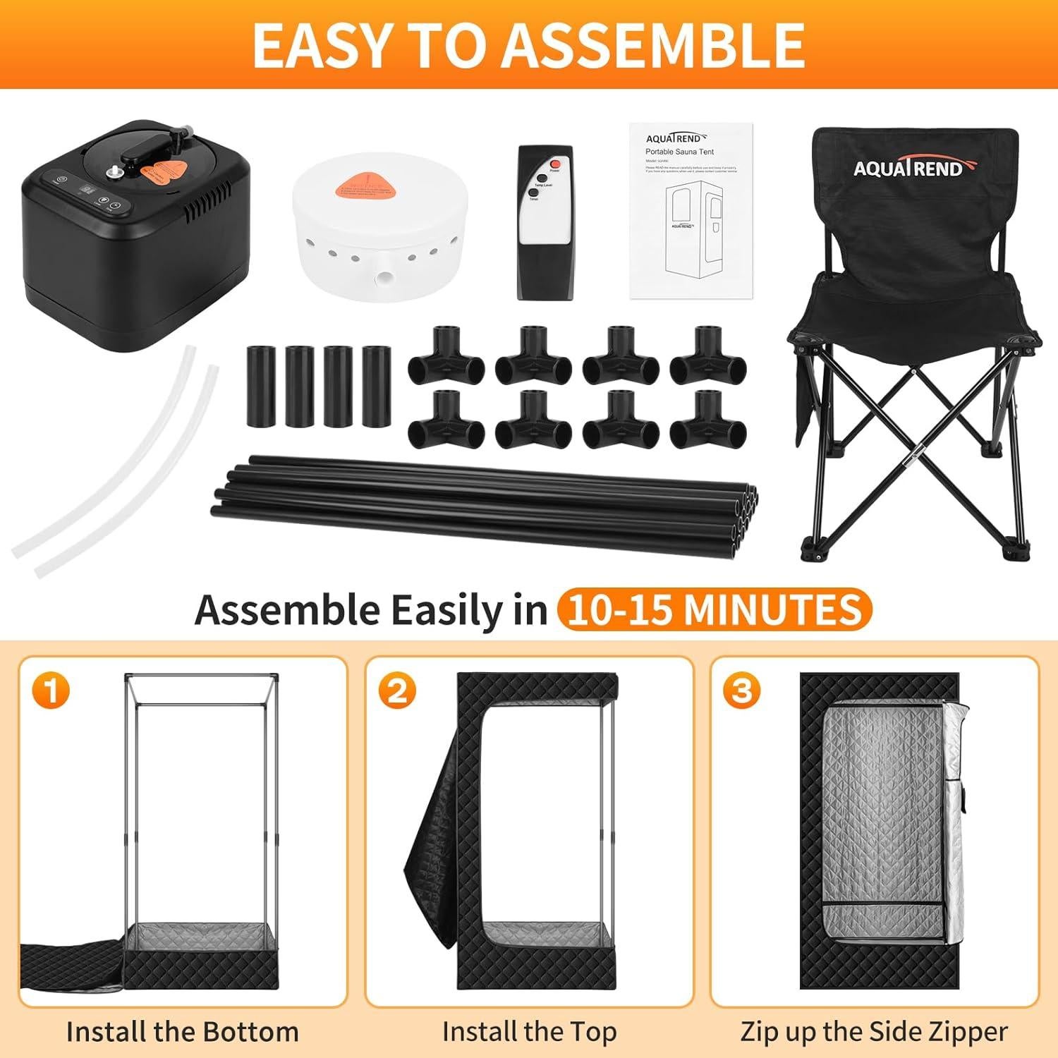 Caja de Sauna Portátil Aquatrend 1200W con Control Remoto
