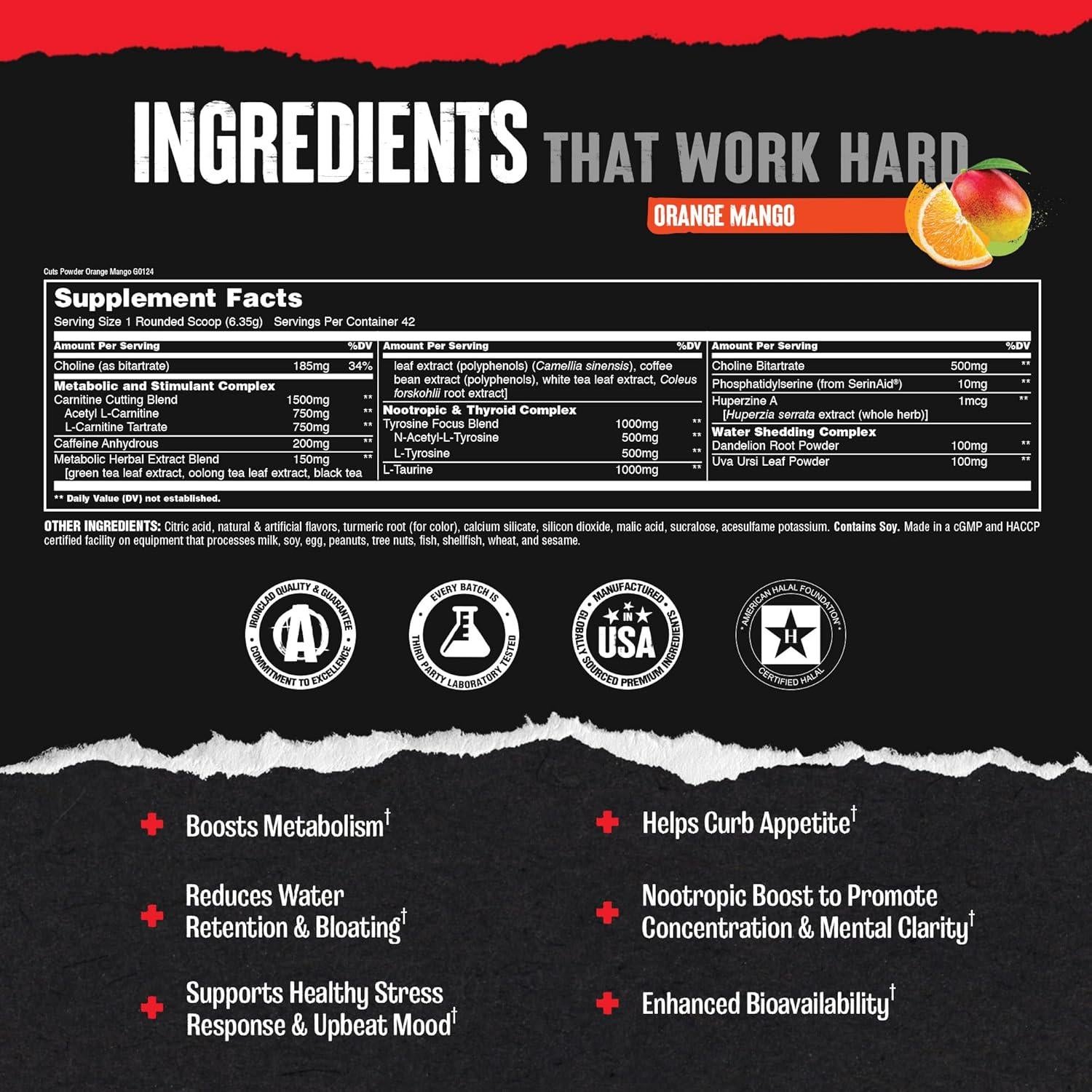 Animal Cuts Polvo Termogénico 42 Porciones Sabor Helado de Hielo Azul