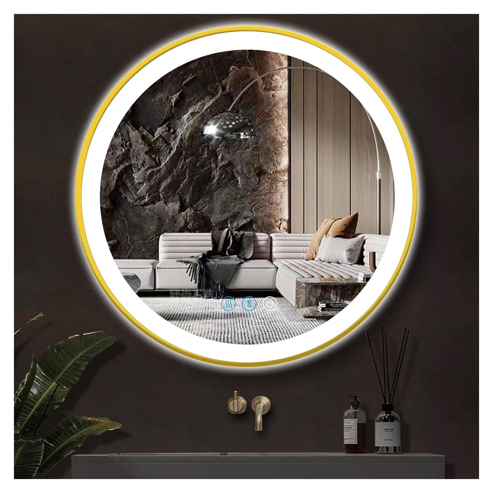 Espejo LED Redondo ARUMMA 50.8 cm Dorado Iluminado