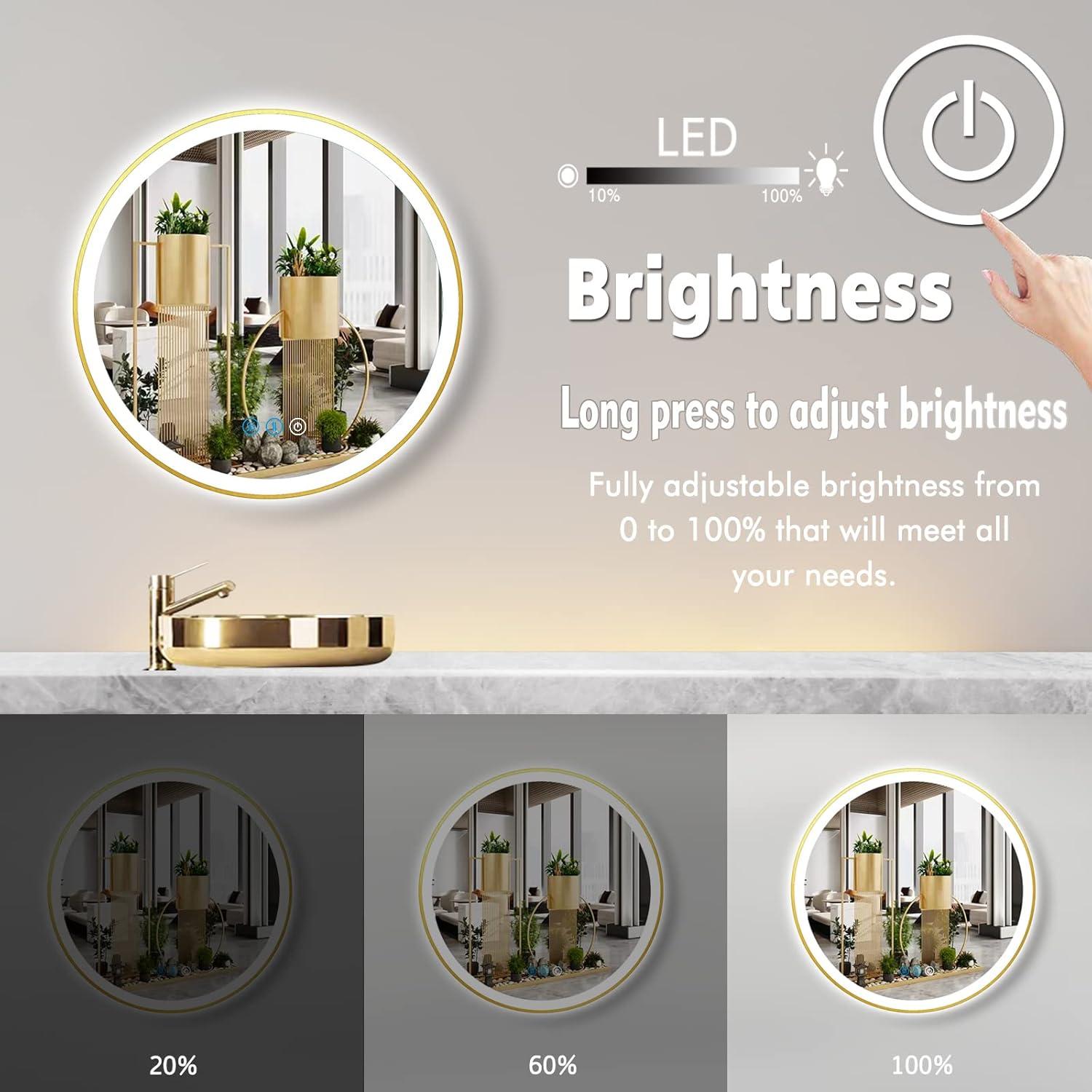 Espejo LED Redondo ARUMMA 50.8 cm Dorado Iluminado