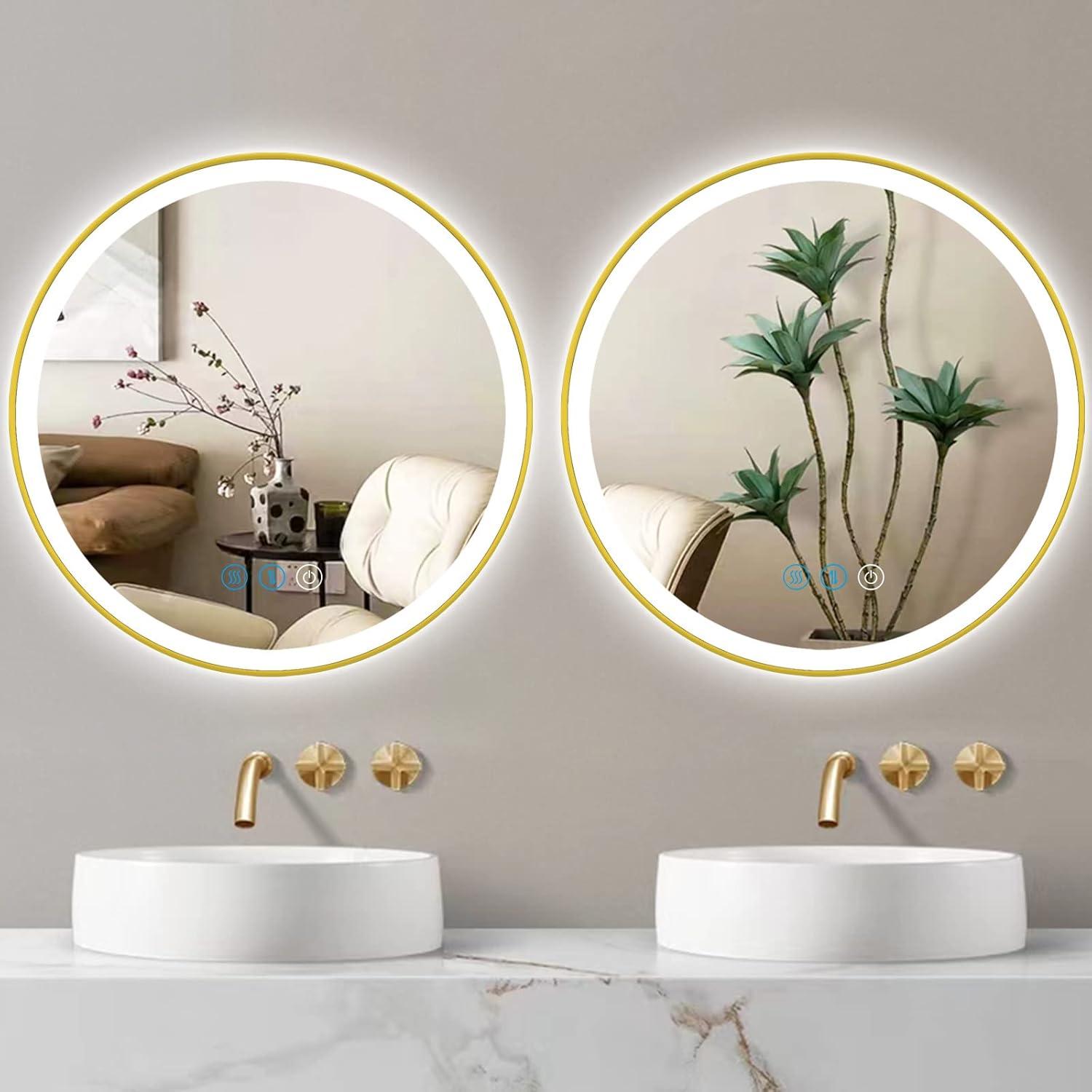 Espejo LED Redondo ARUMMA 50.8 cm Dorado Iluminado