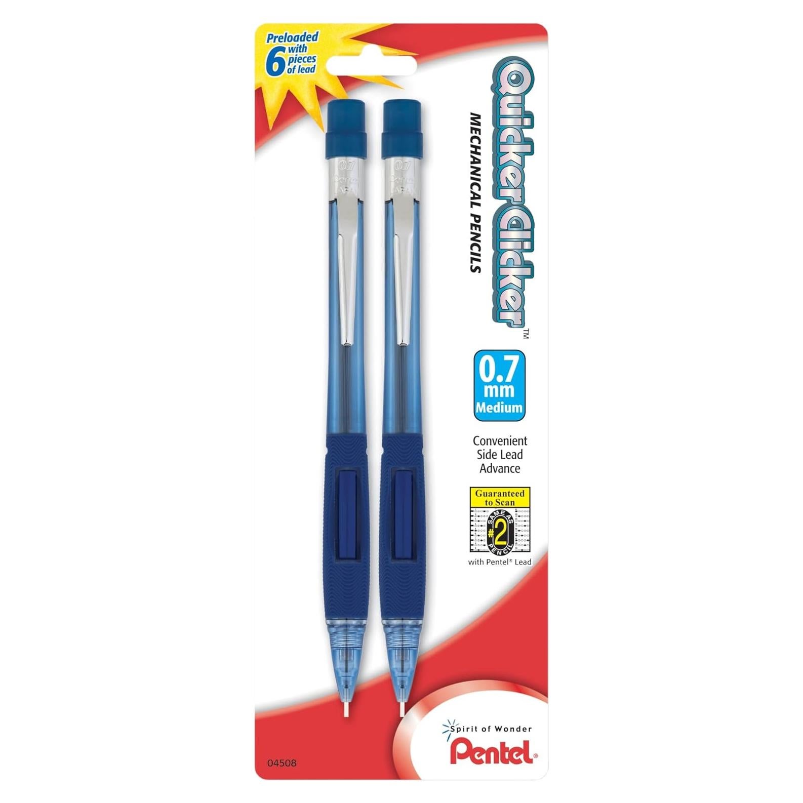 Lápices Mecánicos Pentel Quicker Clicker 0.7mm Paquete 2