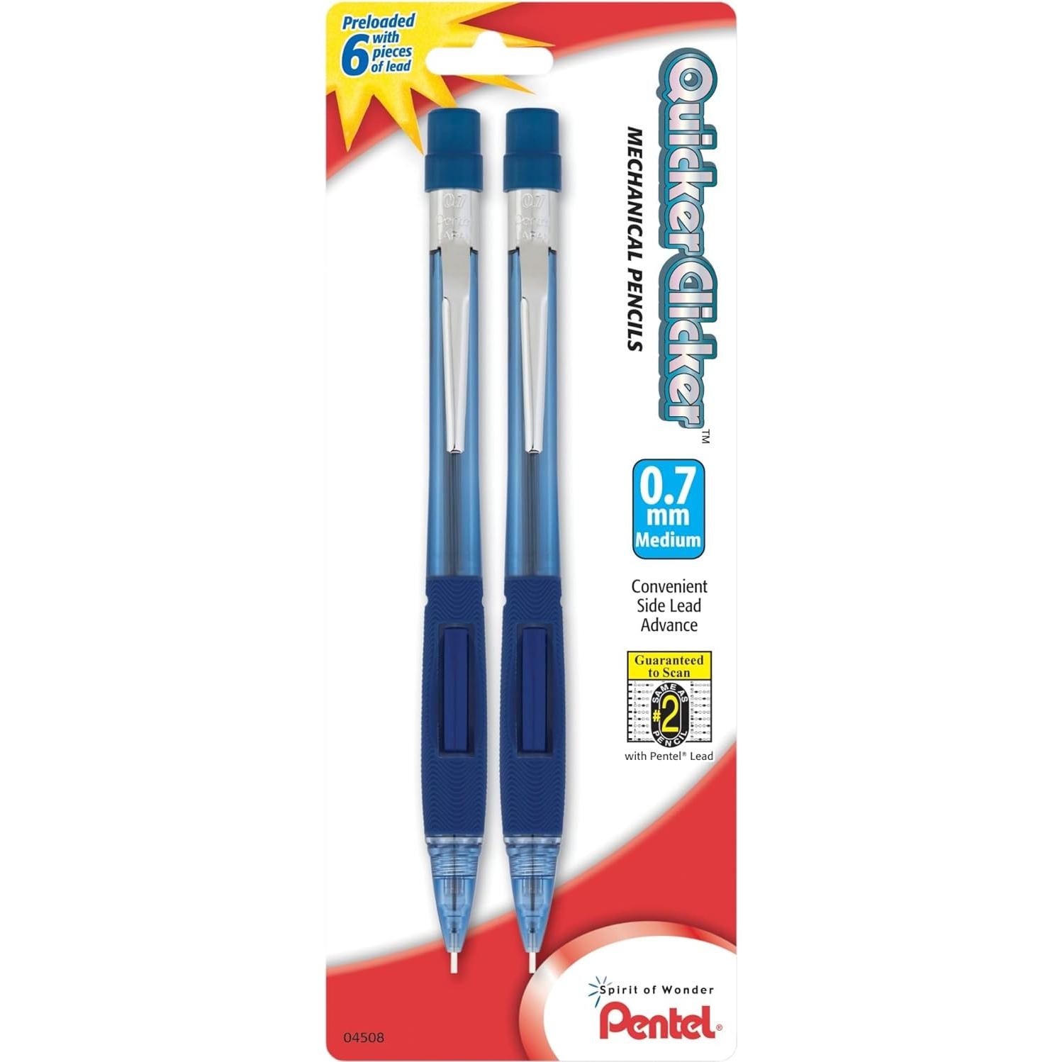 Lápices Mecánicos Pentel Quicker Clicker 0.7mm Paquete 2
