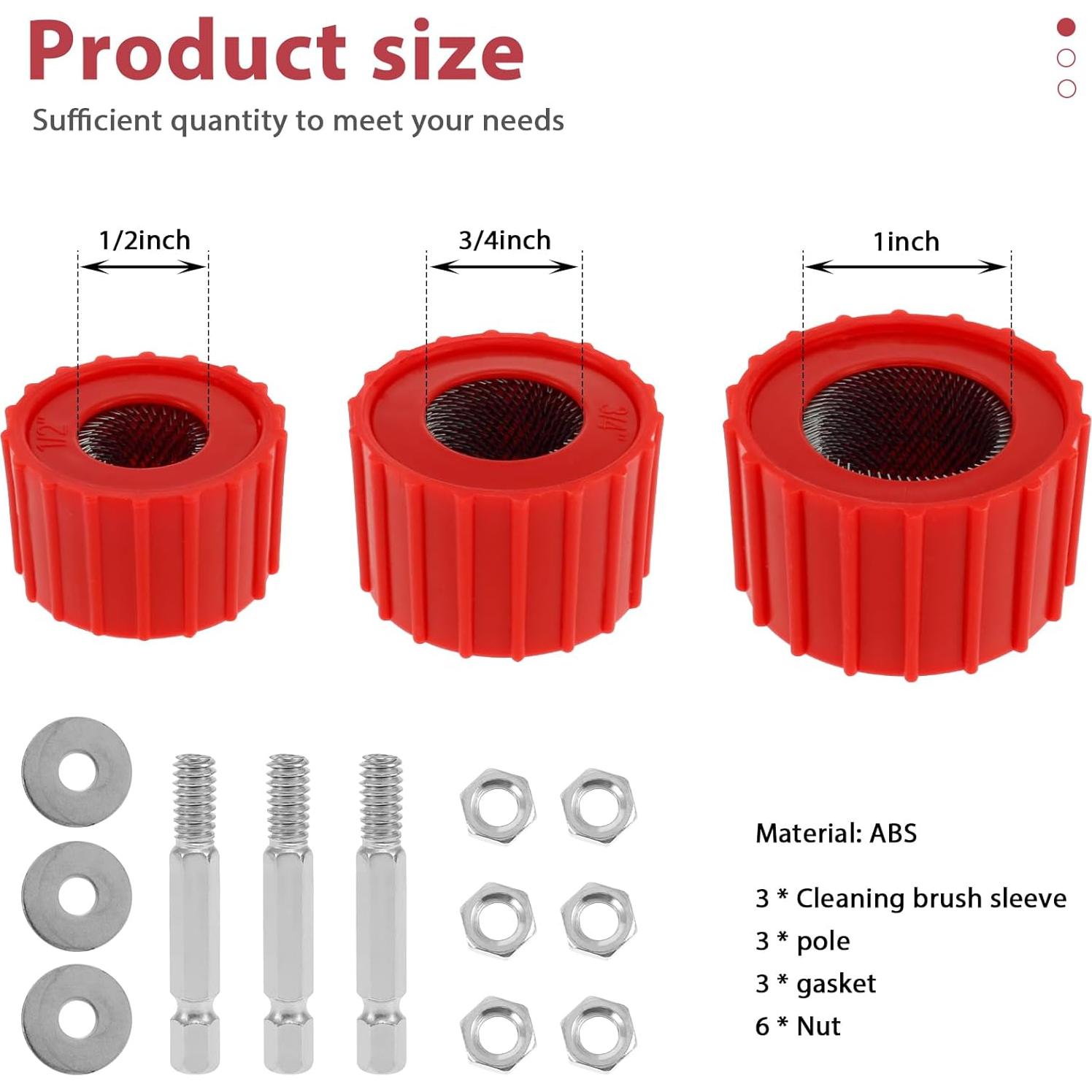 Juego de 3 Limpiadores de Tubos de Cobre BBENIN - 1.27 cm, 1.91 cm, 2.54 cm