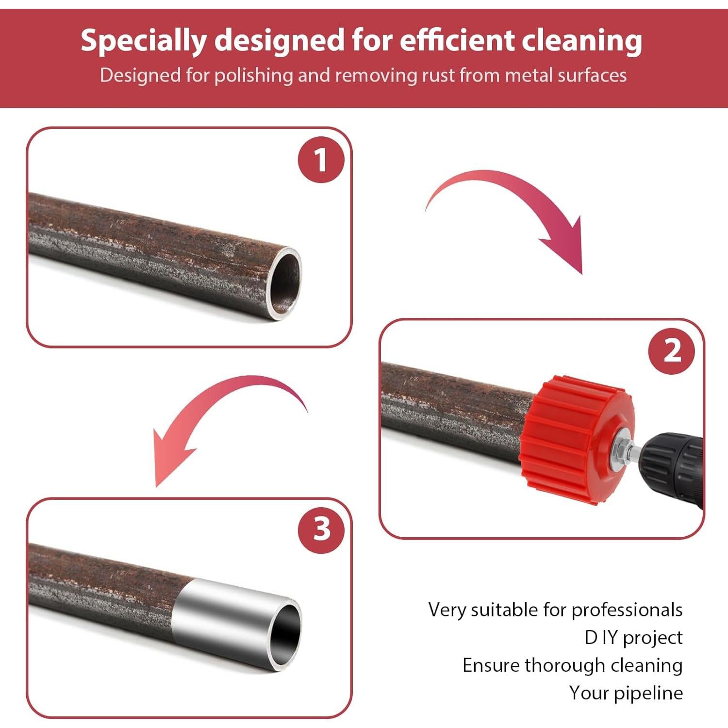 Juego de 3 Limpiadores de Tubos de Cobre BBENIN - 1.27 cm, 1.91 cm, 2.54 cm