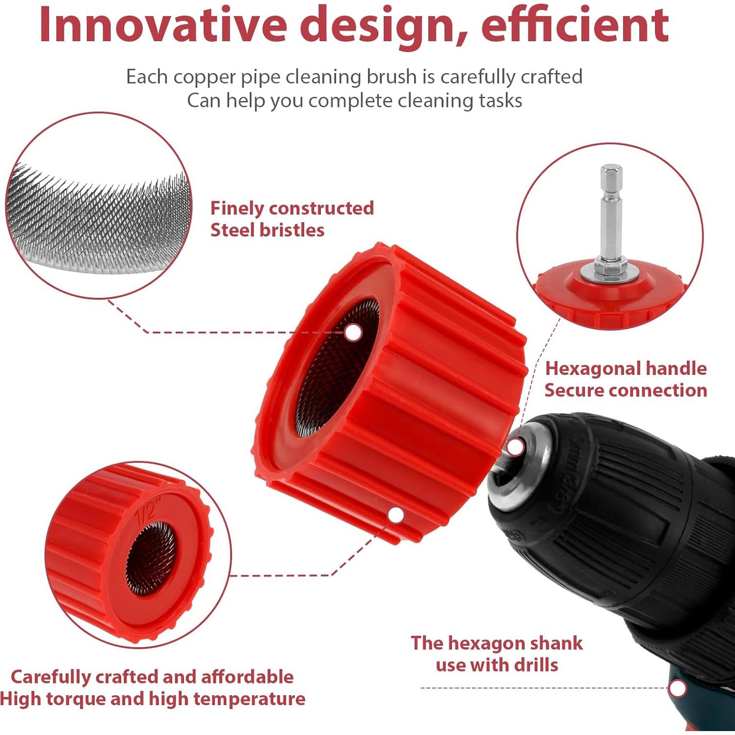Juego de 3 Limpiadores de Tubos de Cobre BBENIN - 1.27 cm, 1.91 cm, 2.54 cm