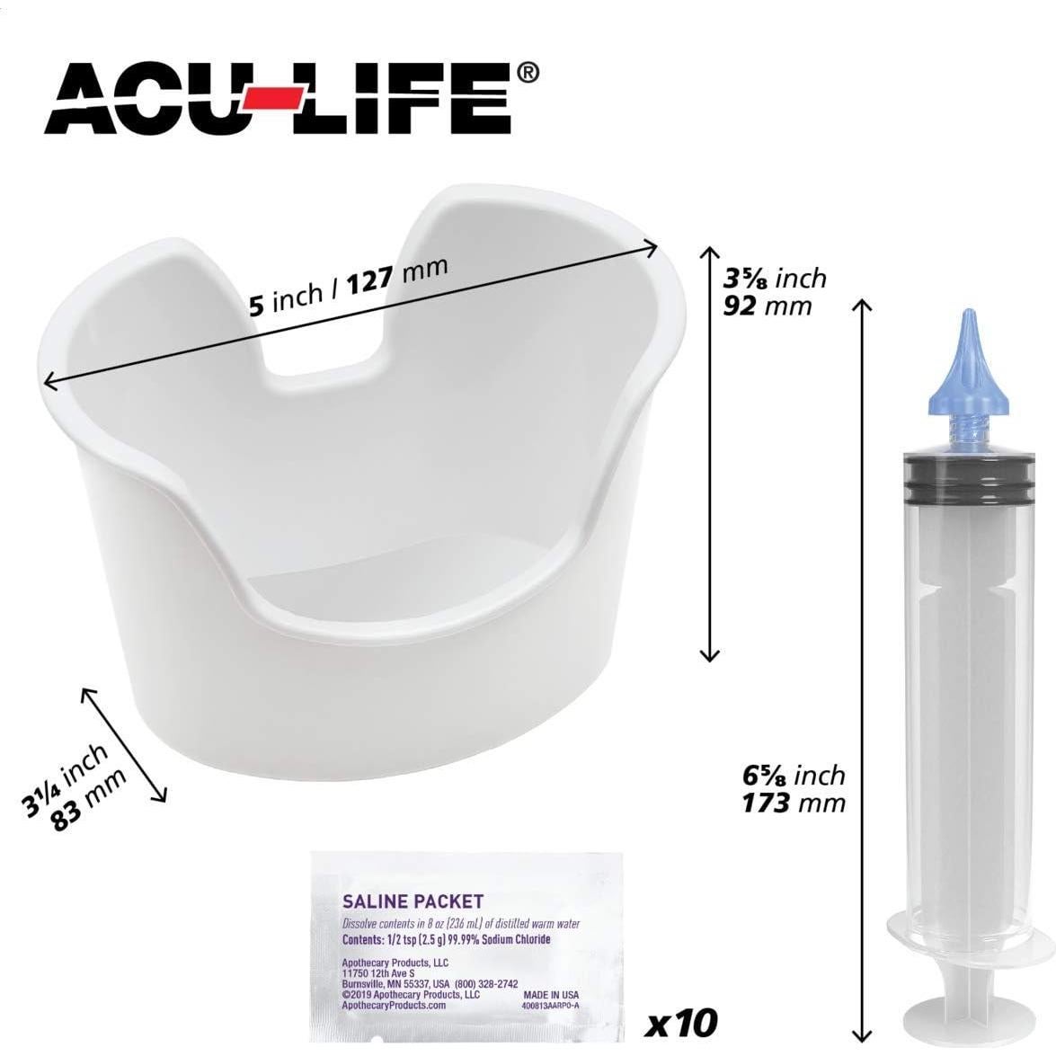 Limpiador de Oídos Acu-Life con Jeringa y 10 Paquetes de Solución