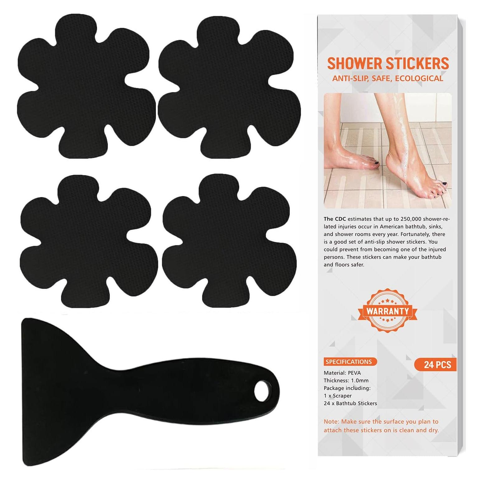 Calcomanías Antideslizantes Nodirz 24 PCS Flor Negra Impermeables