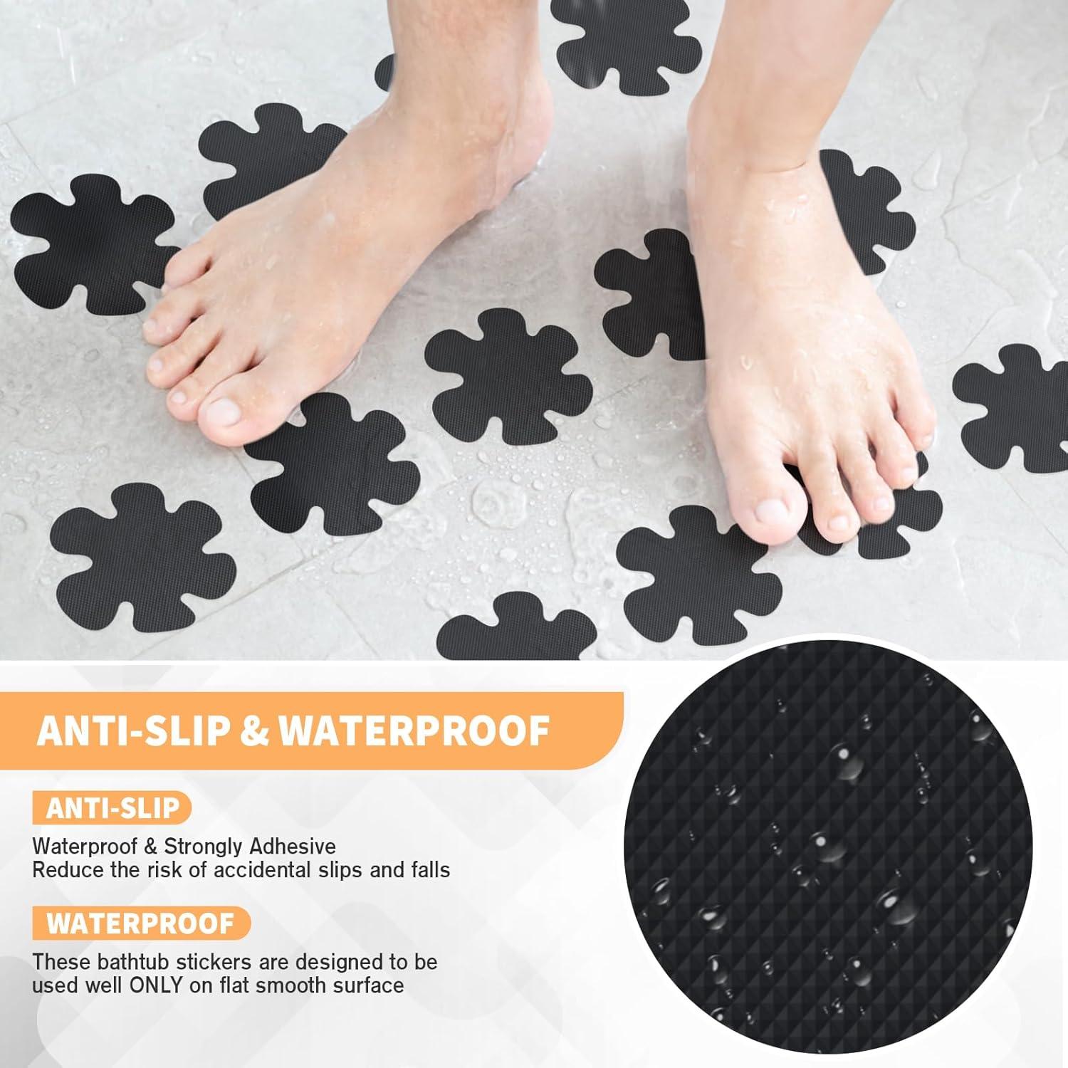 Calcomanías Antideslizantes Nodirz 24 PCS Flor Negra Impermeables