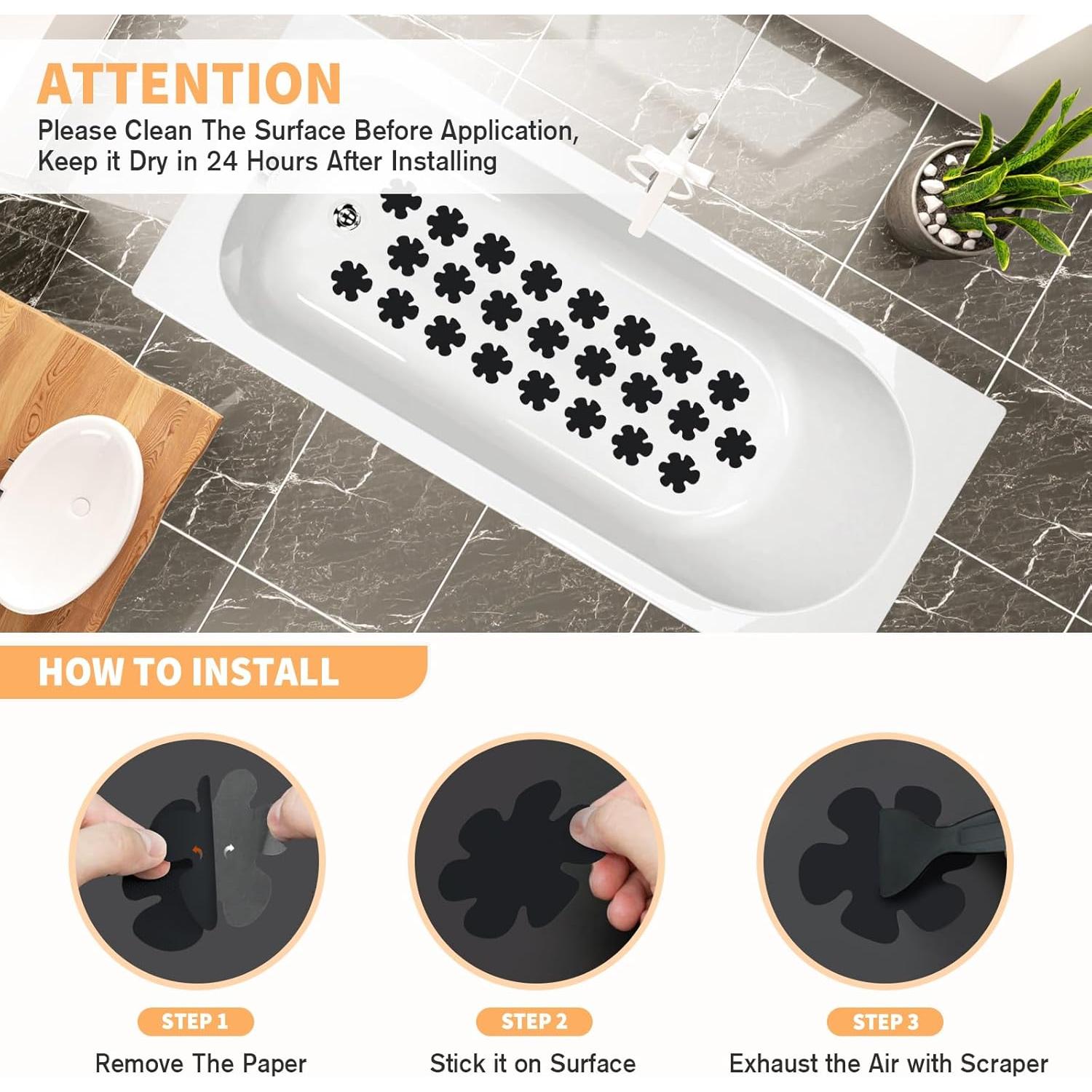 Calcomanías Antideslizantes Nodirz 24 PCS Flor Negra Impermeables