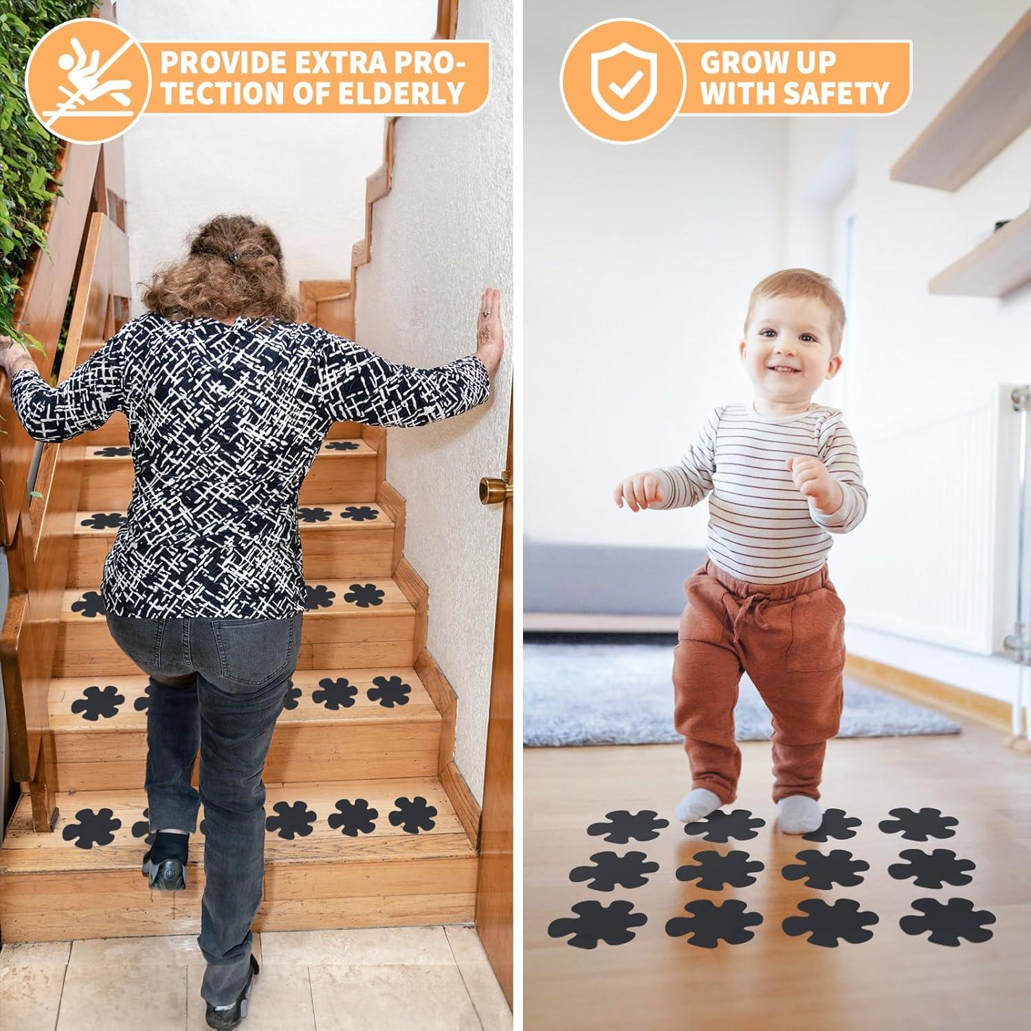 Calcomanías Antideslizantes Nodirz 24 PCS Flor Negra Impermeables