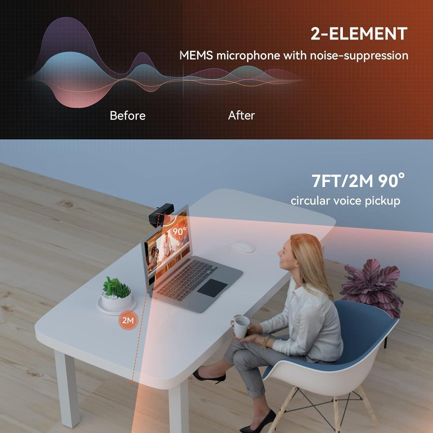 Cámara Web NUROUM V11 2K USB 1440P 60FPS con Micrófono