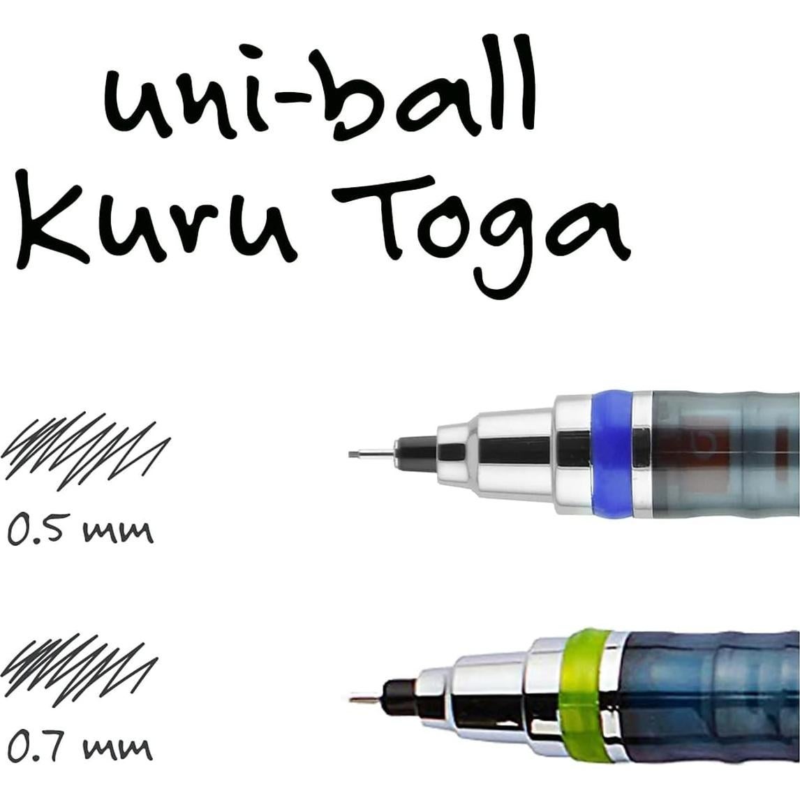 Lápiz Mecánico Uni-Ball Kuru Toga 0.7mm con Recargas y Borradores
