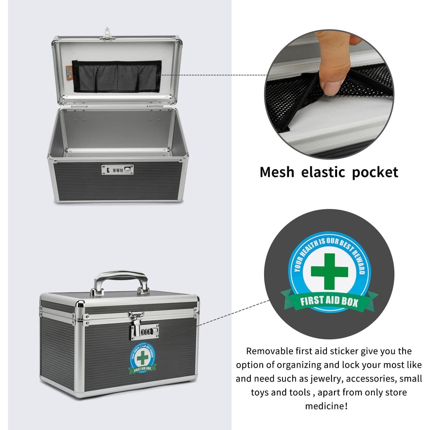 Caja de Medicamentos HEWEI WORKS Mediana Gris con Cerradura