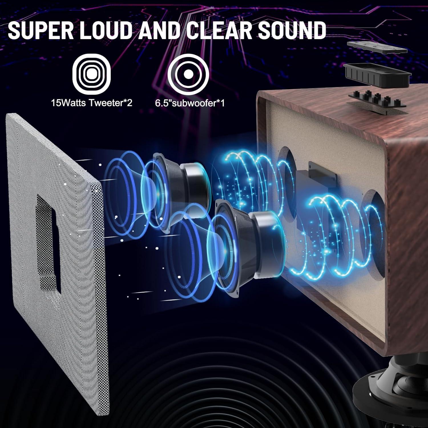 RHM K222 Máquina de Karaoke con 2 Micrófonos y Bluetooth