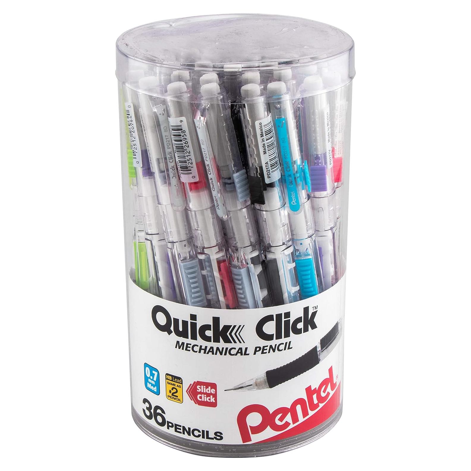 Lápiz Mecánico Pentel Quick Click 0.7mm Lata 36 Colores