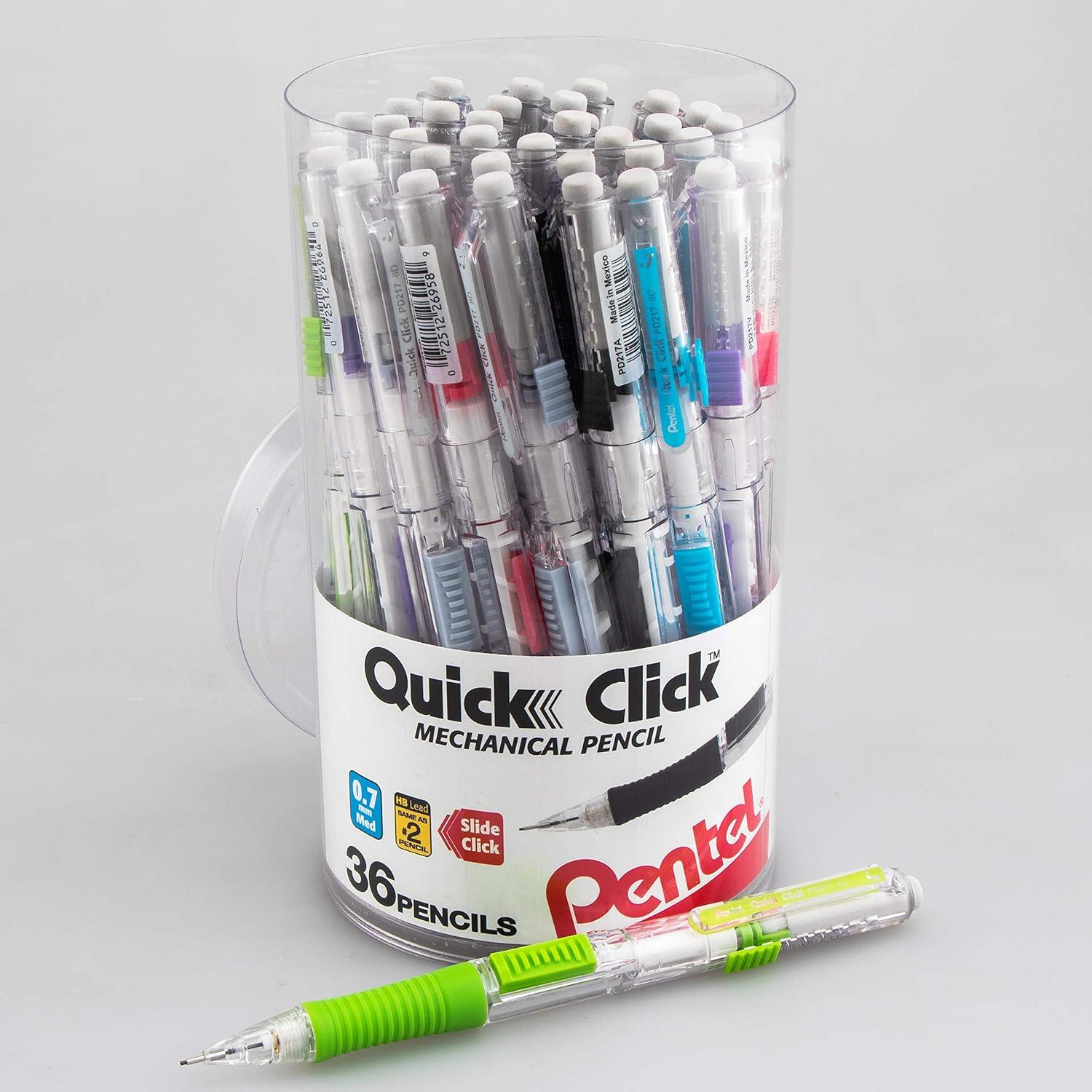 Lápiz Mecánico Pentel Quick Click 0.7mm Lata 36 Colores