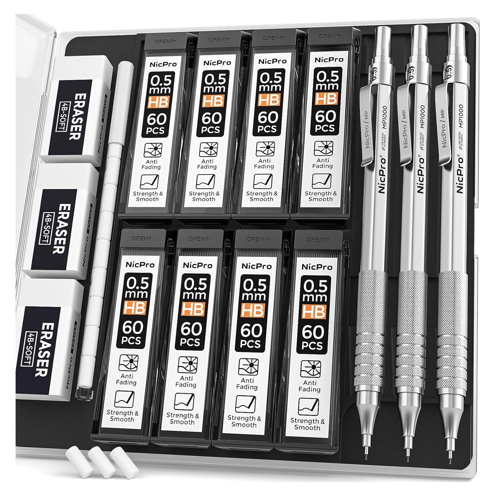 Conjunto de Lápices Mecánicos Nicpro MP1000 0.5mm 3PCS